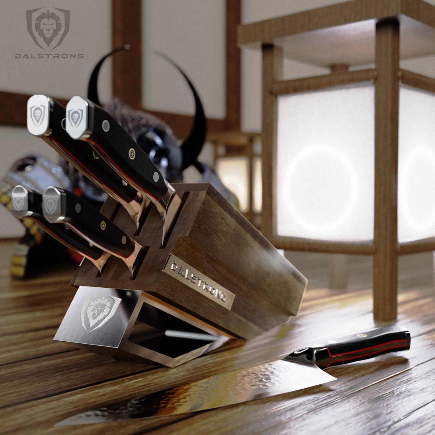 image:imageDalstrong 5Piece Kitchen Knife Set Block AUS10V Japanese Steel Full Tang Premium Wood Knife Block Set Black Handles G10 Shogun Series Professional Knives set for Kitchen Cuchillos