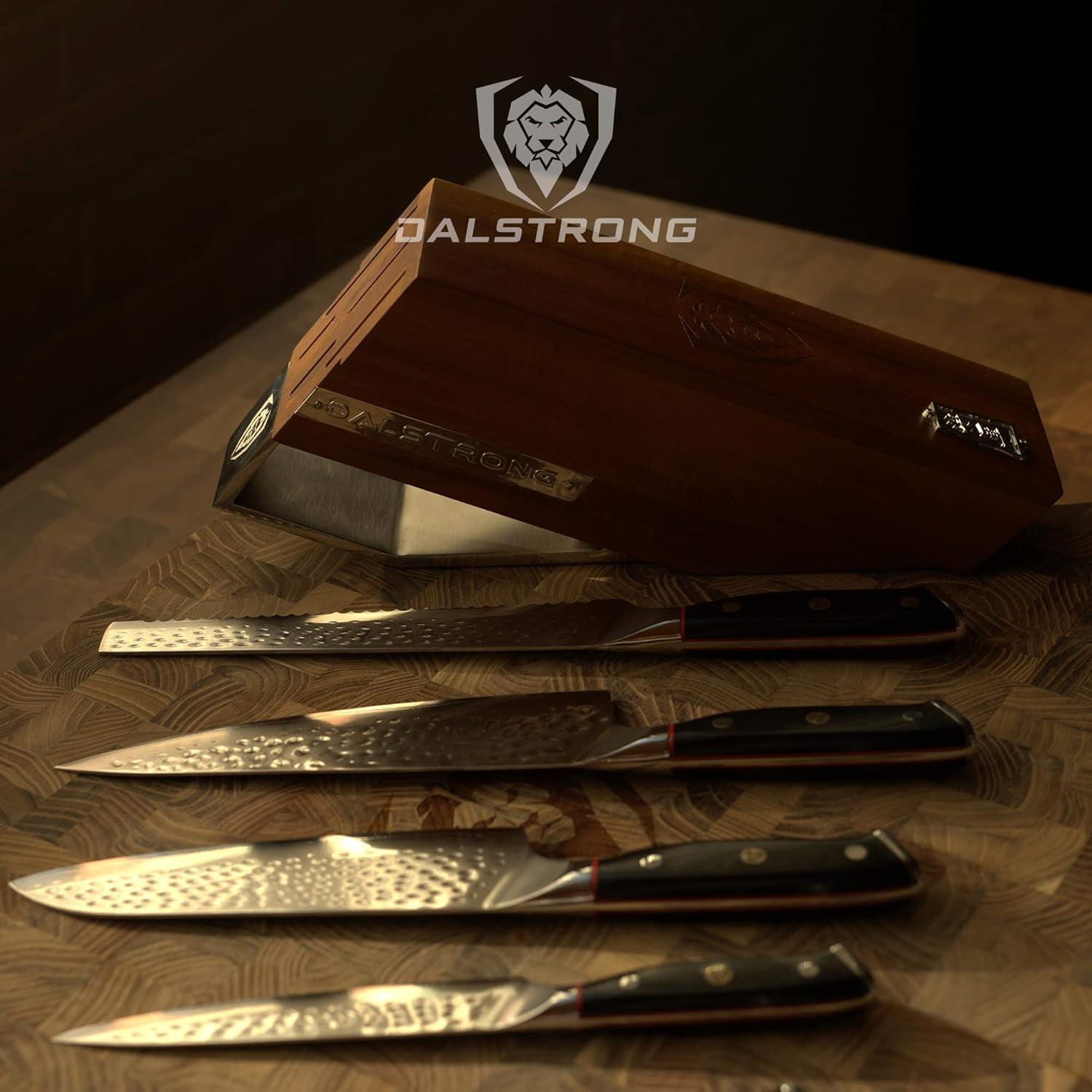 image:imageDalstrong 5Piece Kitchen Knife Set Block AUS10V Japanese Steel Full Tang Premium Wood Knife Block Set Black Handles G10 Shogun Series Professional Knives set for Kitchen Cuchillos