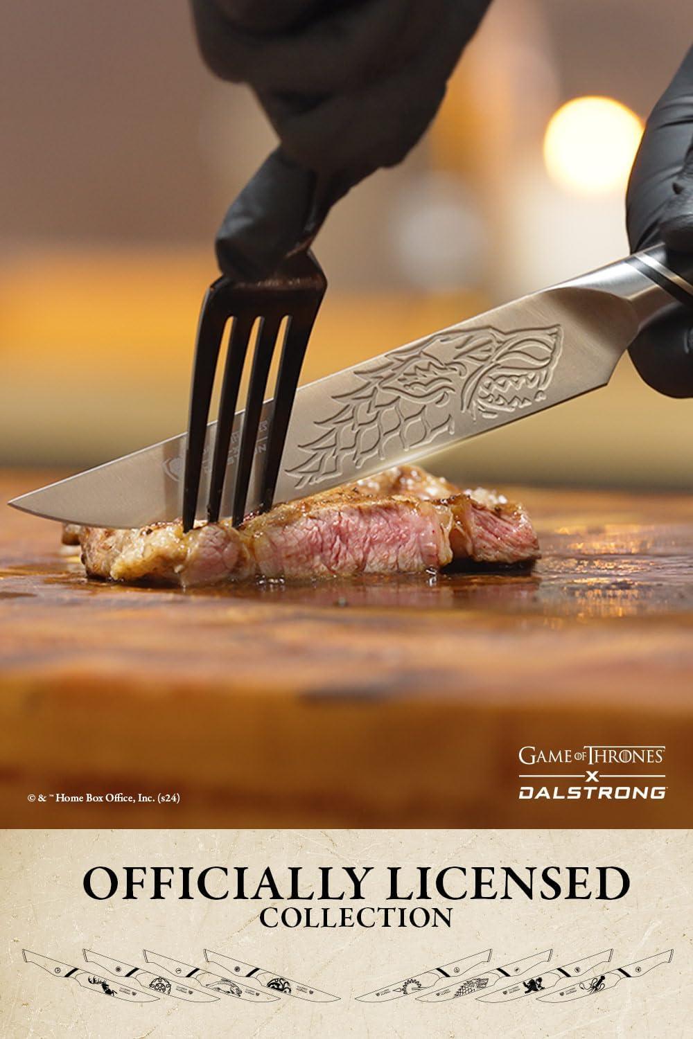 image:imageDalstrong 8 inch Chef Knife Game of Thrones Knife House Stark Edition German P remium Steel Professional G10 Handle Collection Item Toughbuilt Knife wSheathModel 8pc Steak Knife Set