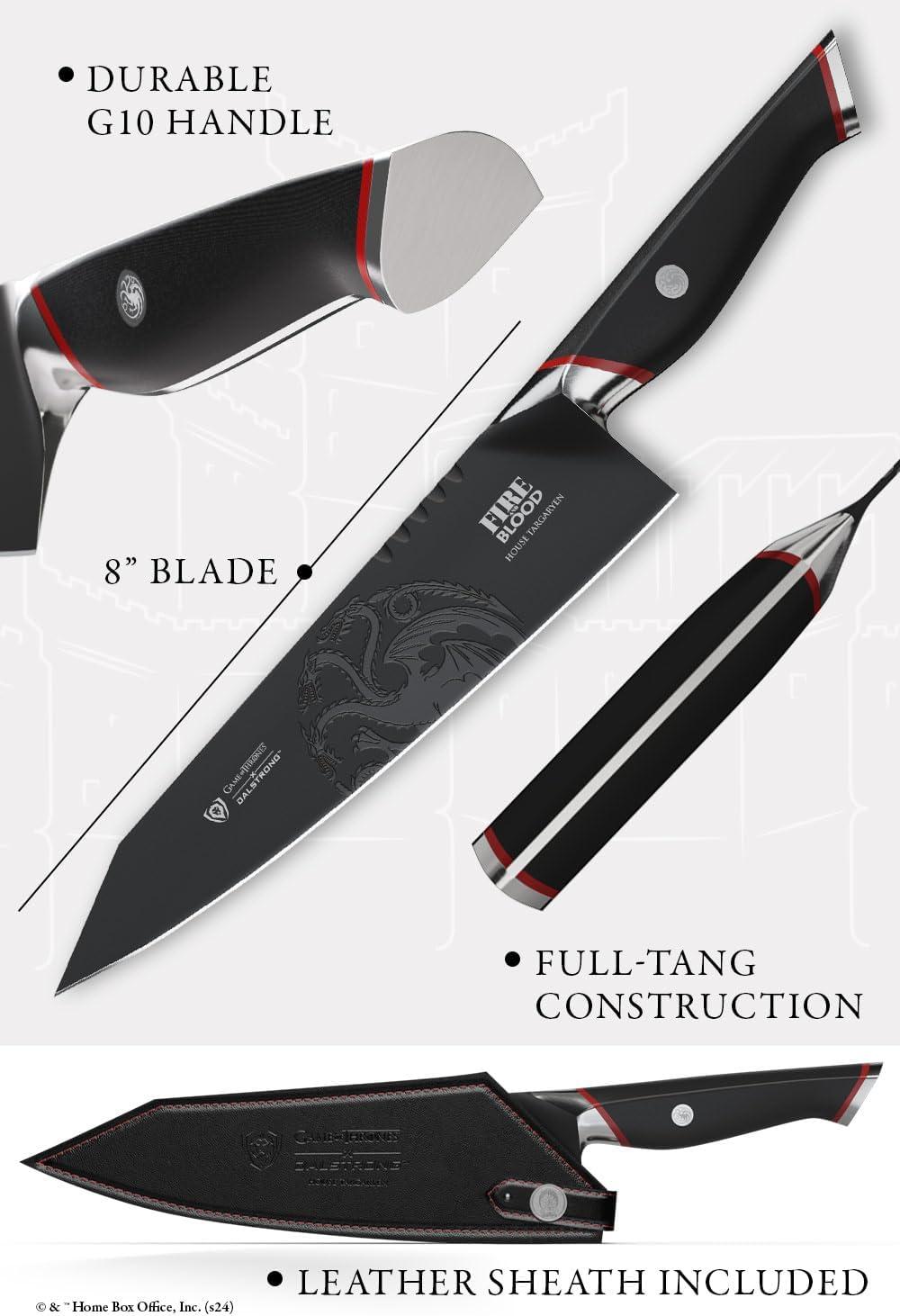 image:imageDalstrong 8 inch Chef Knife Game of Thrones Knife House Stark Edition German P remium Steel Professional G10 Handle Collection Item Toughbuilt Knife wSheathModel House Targaryen
