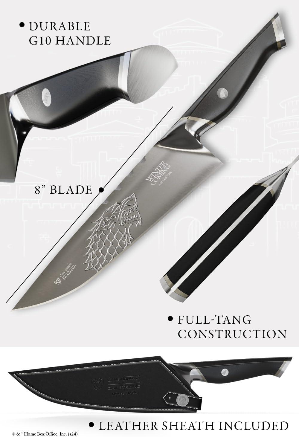 image:imageDalstrong 8 inch Chef Knife Game of Thrones Knife House Stark Edition German P remium Steel Professional G10 Handle Collection Item Toughbuilt Knife wSheathModel House Stark