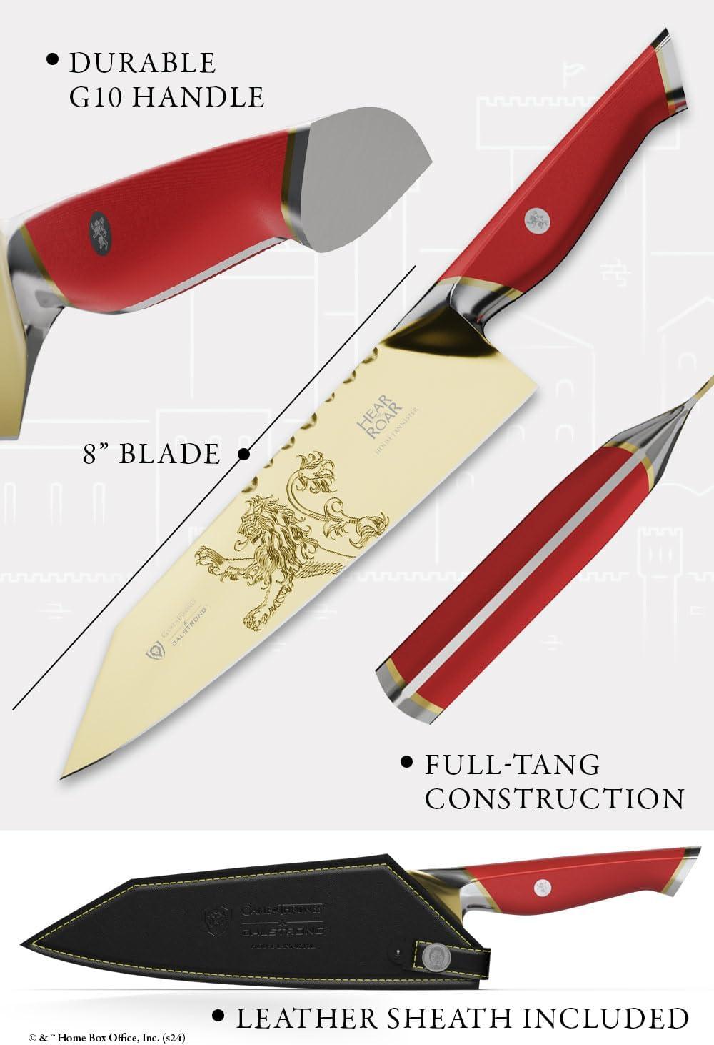 image:imageDalstrong 8 inch Chef Knife Game of Thrones Knife House Stark Edition German P remium Steel Professional G10 Handle Collection Item Toughbuilt Knife wSheathModel House Lannister