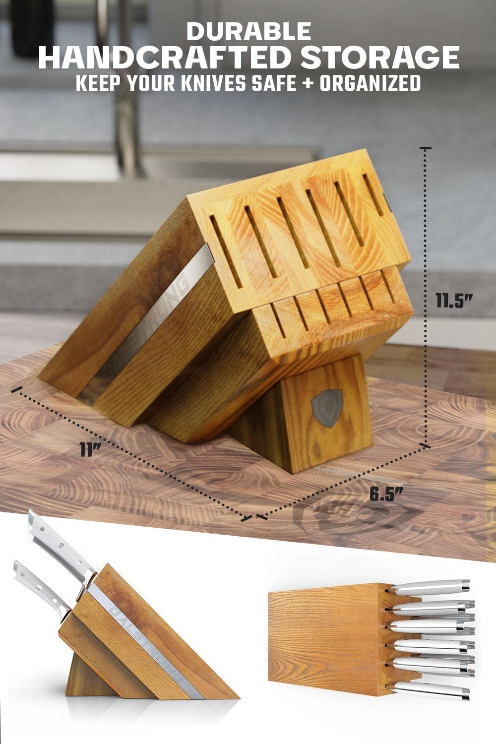 image:imageDalstrong 8Piece Kitchen Knife Set Block High Carbon German Steel Full Tang Acacia Wood Knife Block Set White Handles ABS Gladiator Series Professional NSF Knives set for Kitchen CuchillosGlacial White