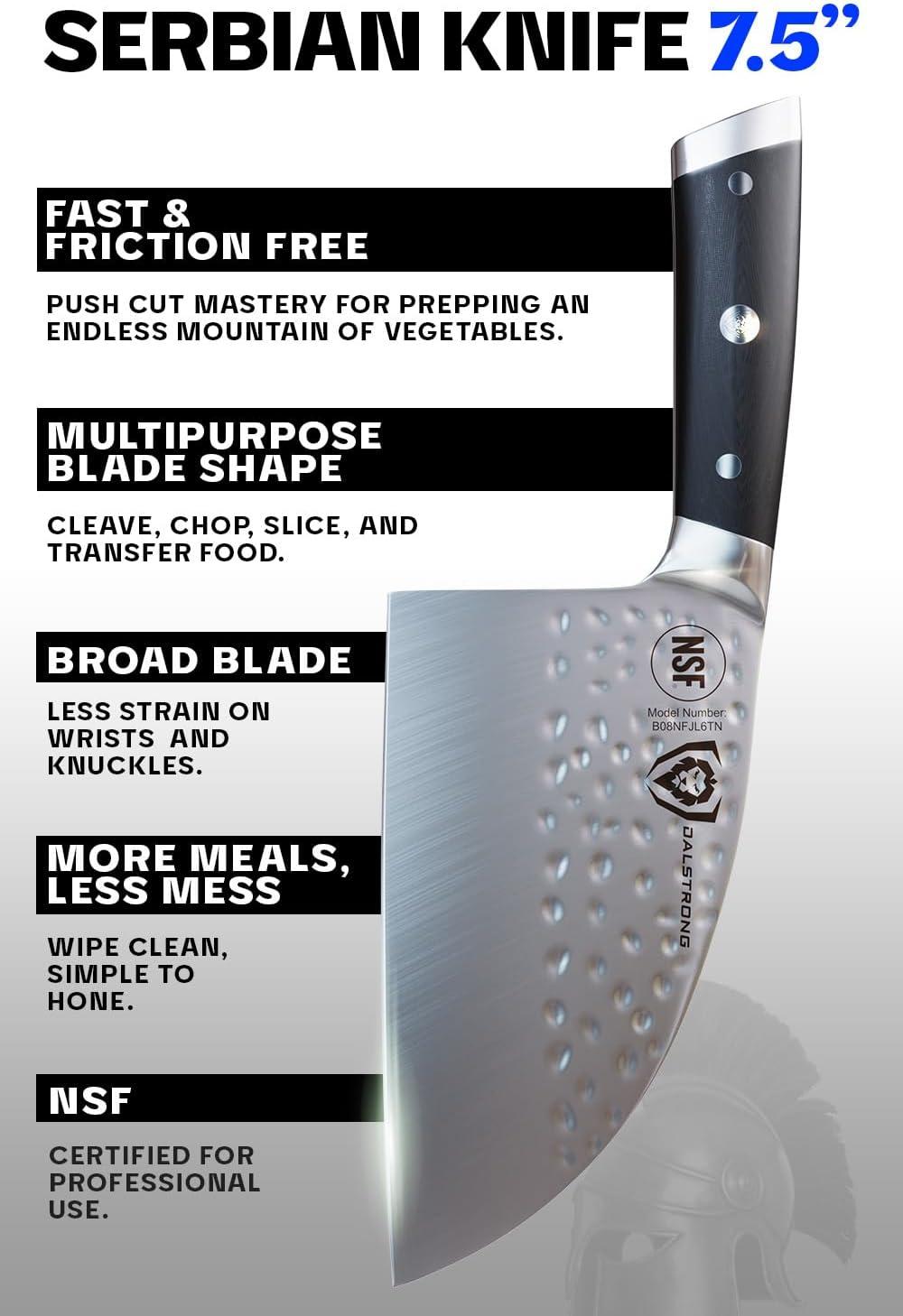image:imageDalstrong Barong Chef Knife 7 inch Gladiator Series Elite Razor Sharp Kitchen Knife Forged High Carbon German Steel Full Tang Cooking Knife Gift wSheath Chefs Knife NSF CertifiedBlack G10 Handle