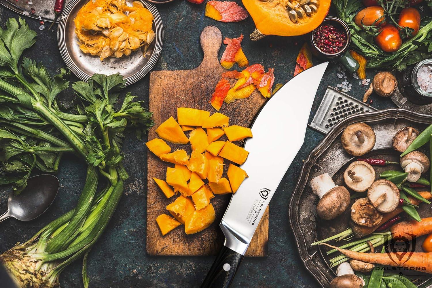 image:imageDalstrong Barong Chef Knife 7 inch Gladiator Series Elite Razor Sharp Kitchen Knife Forged High Carbon German Steel Full Tang Cooking Knife Gift wSheath Chefs Knife NSF CertifiedBlack G10 Handle