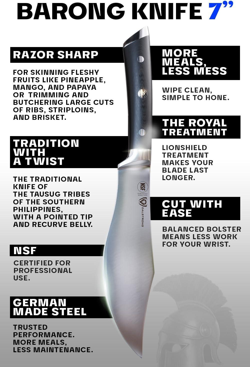 image:imageDalstrong Barong Chef Knife 7 inch Gladiator Series Elite Razor Sharp Kitchen Knife Forged High Carbon German Steel Full Tang Cooking Knife Gift wSheath Chefs Knife NSF CertifiedBlack G10 Handle