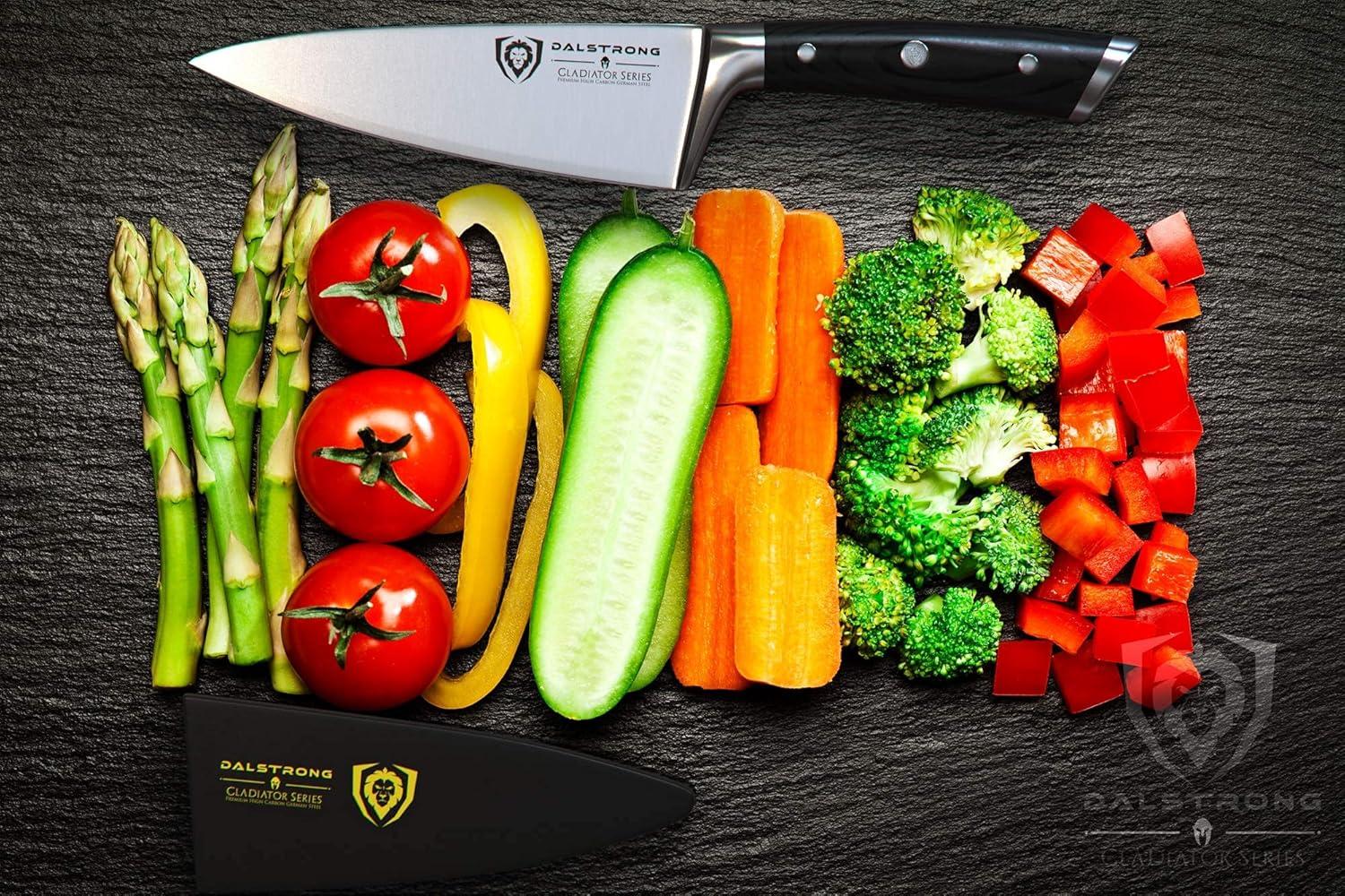 image:imageDalstrong Barong Chef Knife 7 inch Gladiator Series Elite Razor Sharp Kitchen Knife Forged High Carbon German Steel Full Tang Cooking Knife Gift wSheath Chefs Knife NSF CertifiedBlack G10 Handle