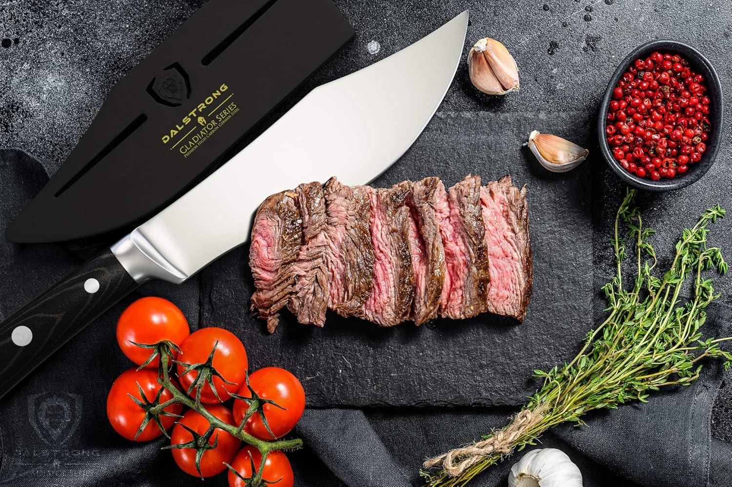 image:imageDalstrong Barong Chef Knife 7 inch Gladiator Series Elite Razor Sharp Kitchen Knife Forged High Carbon German Steel Full Tang Cooking Knife Gift wSheath Chefs Knife NSF CertifiedBlack G10 Handle