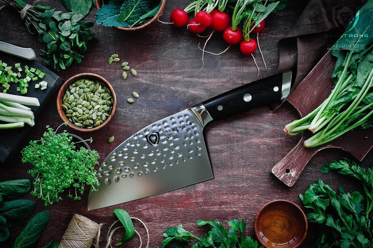 image:imageDalstrong Barong Chef Knife 7 inch Gladiator Series Elite Razor Sharp Kitchen Knife Forged High Carbon German Steel Full Tang Cooking Knife Gift wSheath Chefs Knife NSF CertifiedBlack G10 Handle