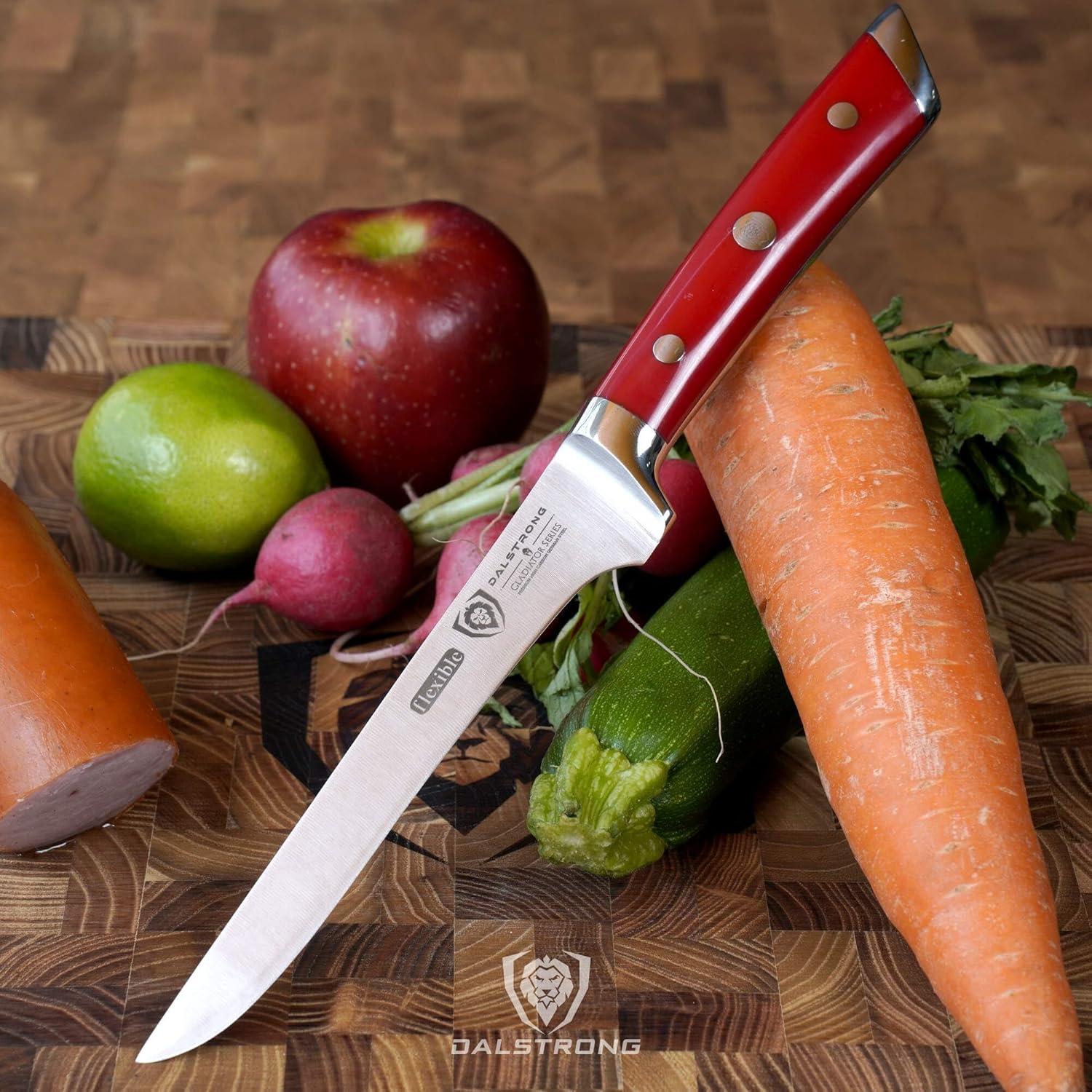 image:imageDalstrong Boning Knife 6 inch Gladiator Series Elite Forged German HighCarbon Steel Kitchen Knife Razor Sharp Black G10 Handle wSheath NSF CertifiedRed ABS Handle