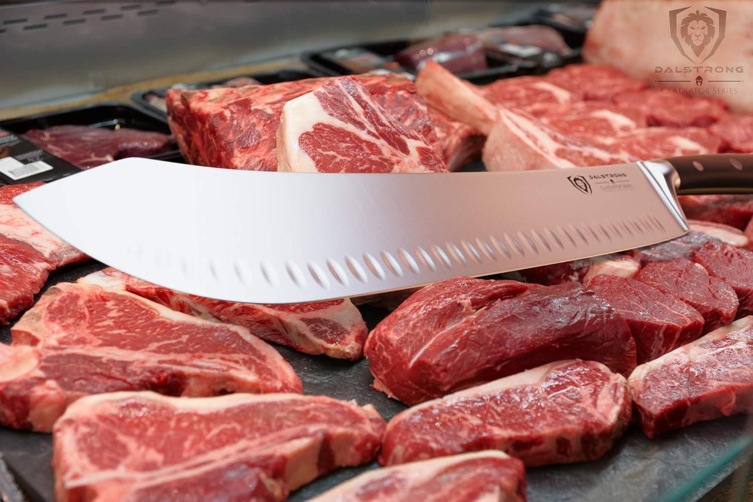 image:imageDalstrong Bull Nose Butcher Knife 14 inch Gladiator Series Elite High Carbon Premium German Steel Black G10 Handle Meat BBQ Knife Sheath Included NSF Certified14