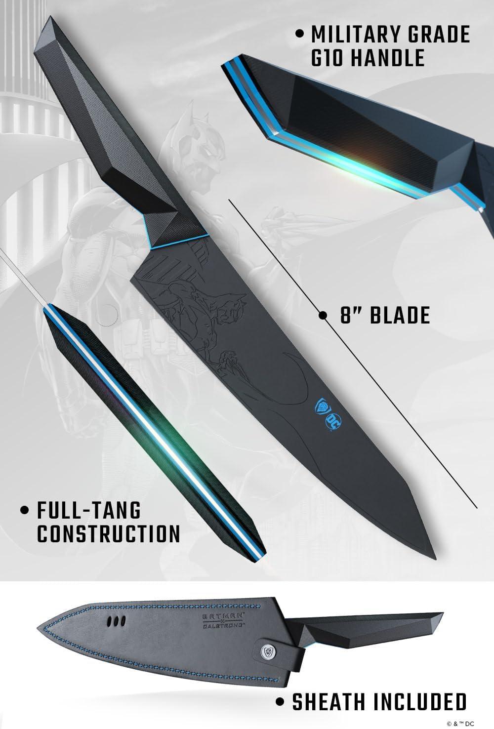 image:imageDalstrong Chef Knife 8 inch BATMAN Shadow Black Edition High Carbon 7Cr17MoV Steel Black Titanium Kitchen Knife Collection Item G10 Handle Chefs Knife Cooking SheathChef Knife