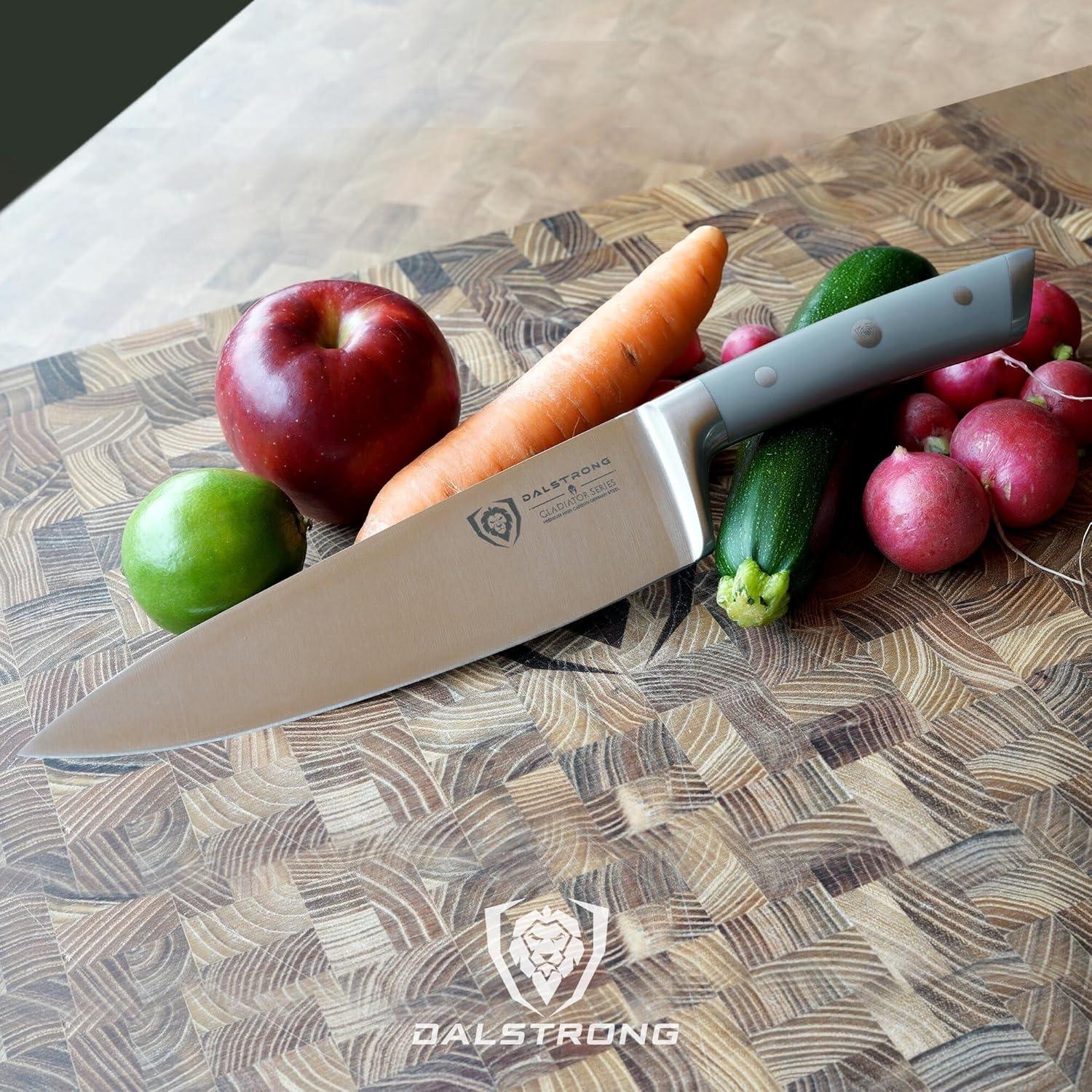 image:imageDalstrong Chef Knife 8 inch Blade Forged HC German Steel Chefs Knife Full Tang Black G10 Handle Gladiator Series ELITE Razor Sharp Kitchen Professional Sheath NSF CertifiedSmoke Grey
