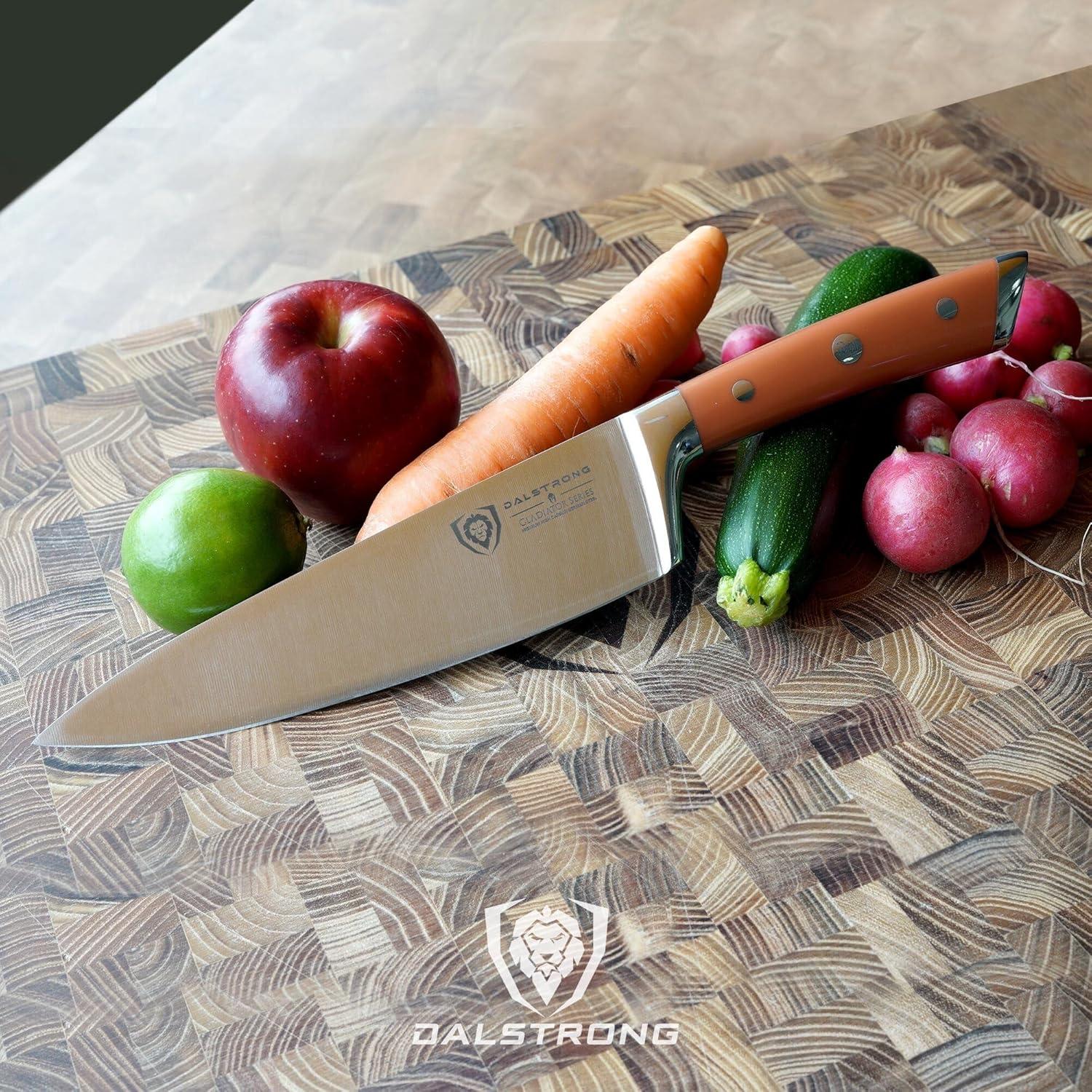 image:imageDalstrong Chef Knife 8 inch Blade Forged HC German Steel Chefs Knife Full Tang Black G10 Handle Gladiator Series ELITE Razor Sharp Kitchen Professional Sheath NSF CertifiedOrange