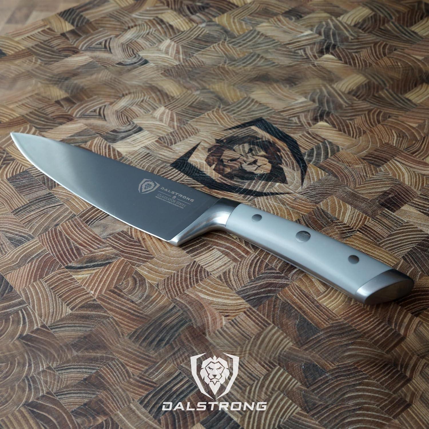 image:imageDalstrong Chef Knife 8 inch Blade Forged HC German Steel Chefs Knife Full Tang Black G10 Handle Gladiator Series ELITE Razor Sharp Kitchen Professional Sheath NSF CertifiedSmoke Grey