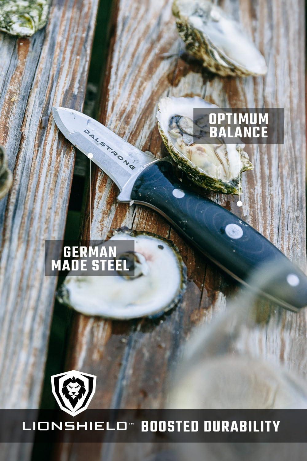 image:imageDalstrong Clam Oyster Knife 3 Shellfish amp Oyster Shucker Clamp Knife Gladiator Series Elite Forged HC German Steel Crab Eating Utensils G10 Handle WSheath NSF Certified3 inch Oyster Knife