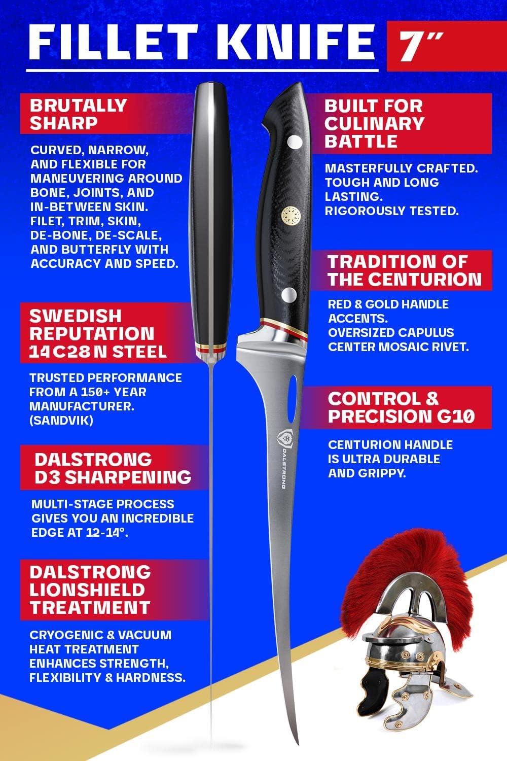 image:imageDalstrong Fillet Knife 7 inch Flexible Kitchen Knife Centurion Series Swedish 14C28N High Carbon Stainless Steel Boning Trimming Skinning Razor Sharp G10 Handle Boning Knife