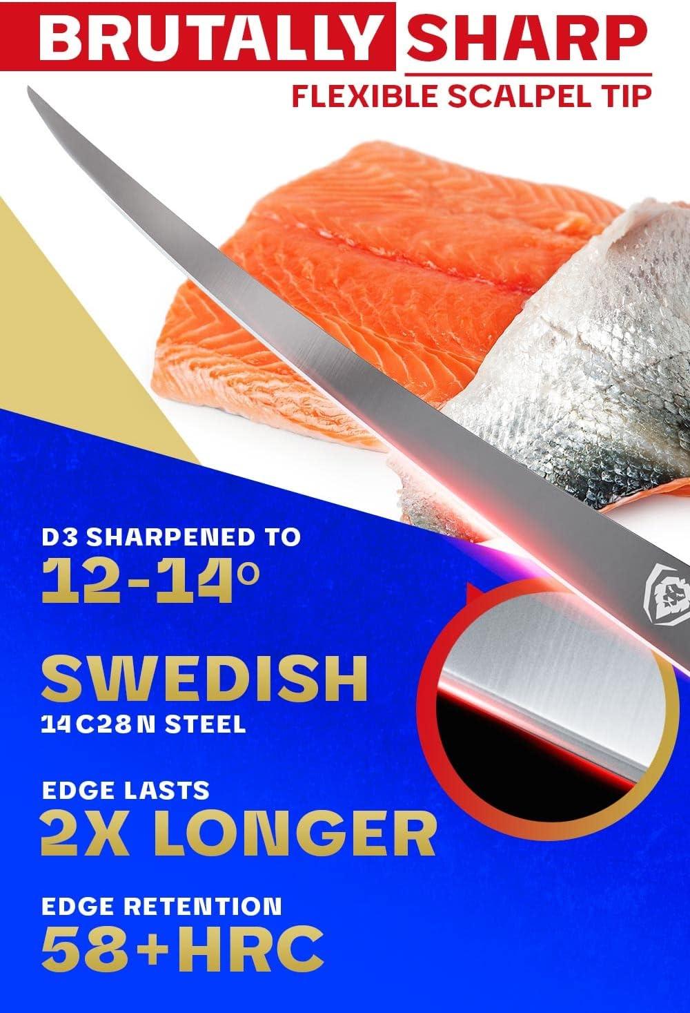 image:imageDalstrong Fillet Knife 7 inch Flexible Kitchen Knife Centurion Series Swedish 14C28N High Carbon Stainless Steel Boning Trimming Skinning Razor Sharp G10 Handle Boning Knife