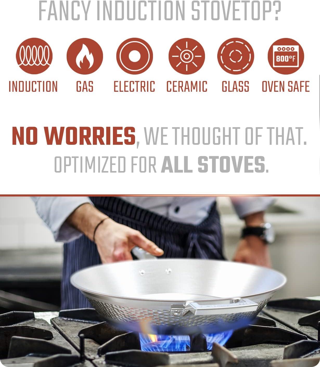 image:imageDalstrong Frying Pan Skillet 10 inch The Avalon Series 5Ply Copper Core Hammered Finish Pan 21 Quart Premium Kitchen Cookware Omelet Egg Pan wLid amp Pot Protector