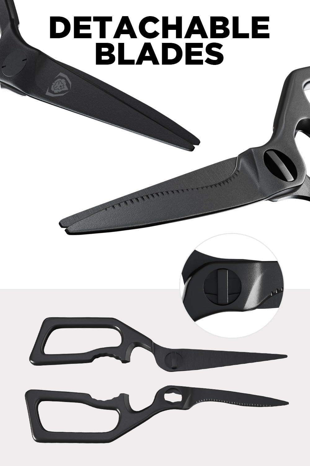 image:imageDalstrong Japanese Stainless Steel Ambidextrous Kitchen Scissors All Purpose Heavy Duty Detachable Sharp Blade Herbs Pizza Meat CuttingBlack