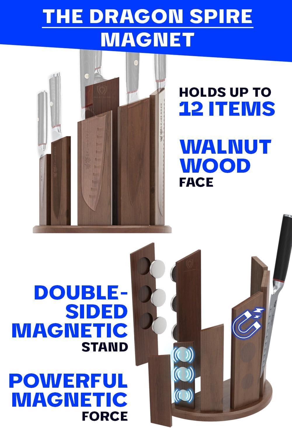 image:imageDalstrong Magnetic Knife Block Holds 12 Piece Dragon Spire Premium DoubleSided Walnut Block Holder and Stand Display Stand Professional Kitchen Set Cooking Set