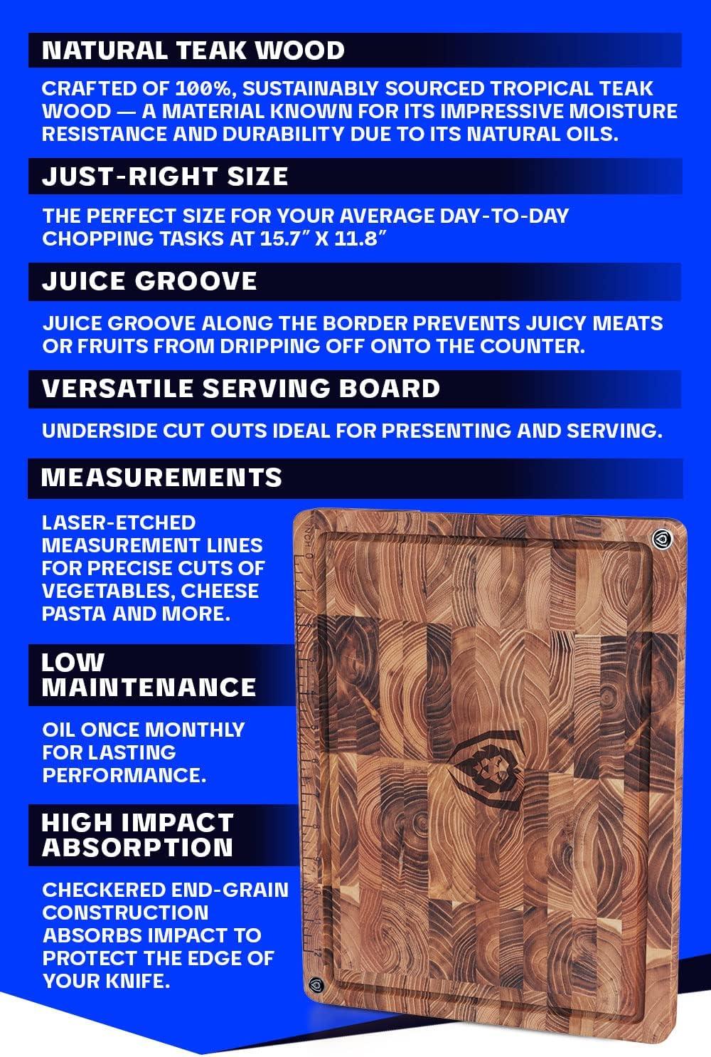 image:imageDalstrong Massive XL Cutting Board Lionswood EndGrain Teak 25 x 18Steel Carrying Handles Serving Board Large Cutting Boards For Kitchen eat Cutting BoardTwo SizesTight Wood Grain