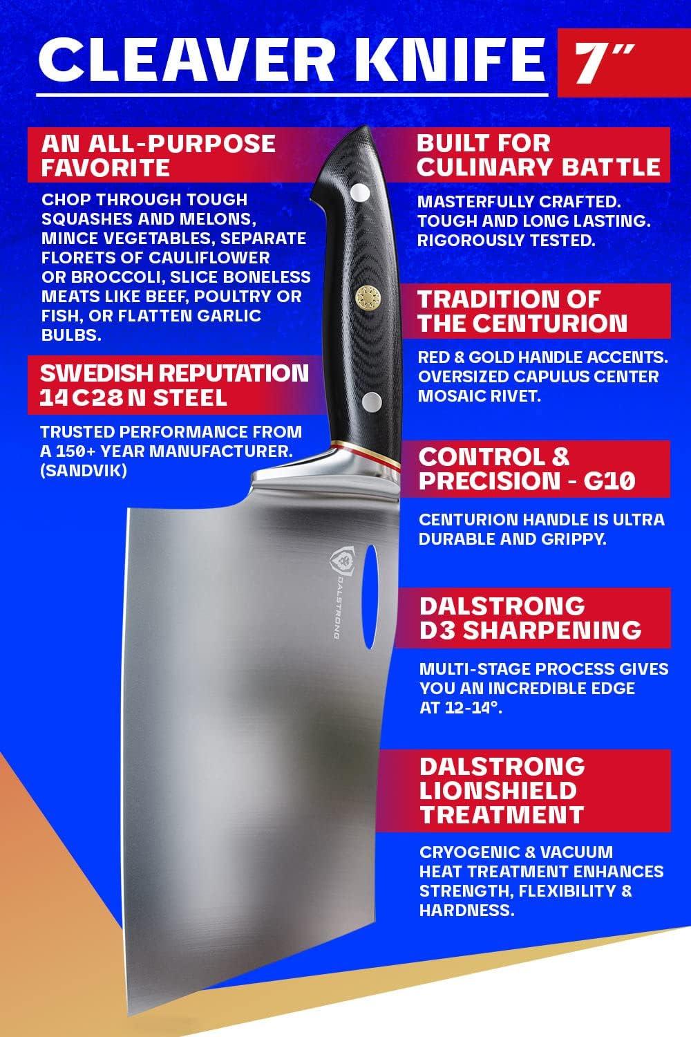 image:imageDalstrong Meat Cleaver Knife 7 inch Centurion Series Swedish 14C28N High Carbon Stainless Steel G10 Handle Razor Sharp Giftable Meat Cutting Knife wSheath