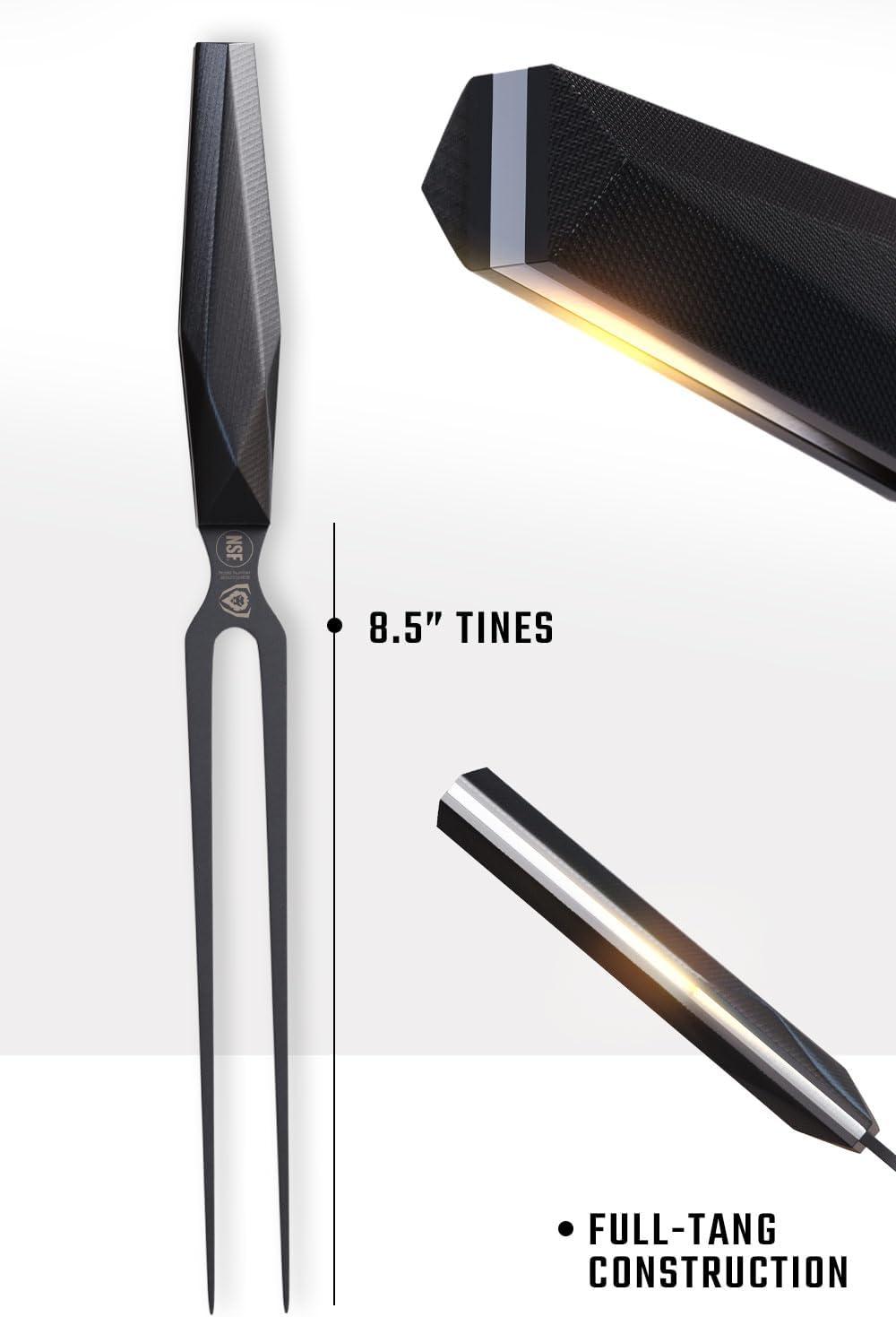 image:imageDalstrong Meat Fork 85 inch Shadow Black Series Black Titanium Nitride Coated High Carbon 7CR17MOVX Steel Barbecue Carving Fork Kitchen Utensils Two Pronged Fork NSF Certified