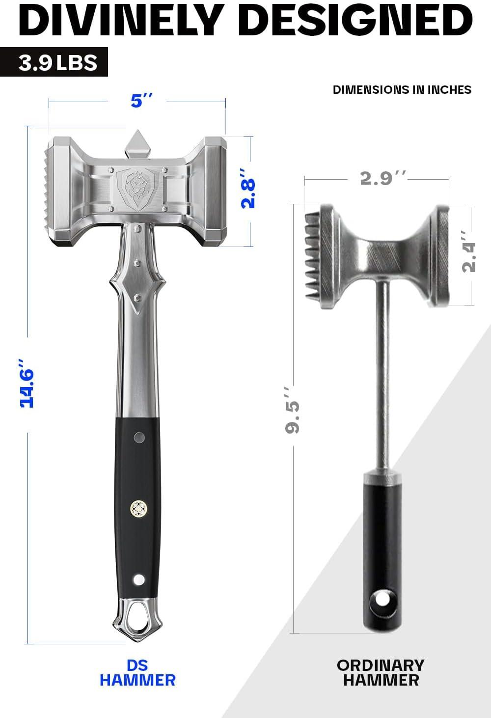 image:imageDalstrong Meat Tenderizer Tool NEW IMPROVED Dual Sided ExtraLarge Meat Hammer Premium HighCarbon Stainless Steel Meat Mallet Chef Pounder Black G10 Handle