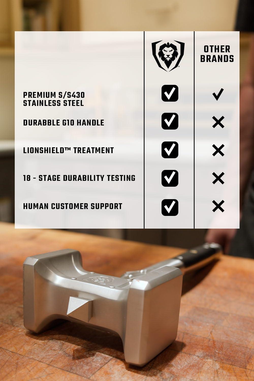 image:imageDalstrong Meat Tenderizer Tool NEW IMPROVED Dual Sided ExtraLarge Meat Hammer Premium HighCarbon Stainless Steel Meat Mallet Chef Pounder Black G10 Handle