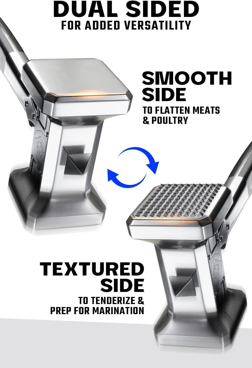 image:imageDalstrong Meat Tenderizer Tool NEW IMPROVED Dual Sided ExtraLarge Meat Hammer Premium HighCarbon Stainless Steel Meat Mallet Chef Pounder Black G10 Handle