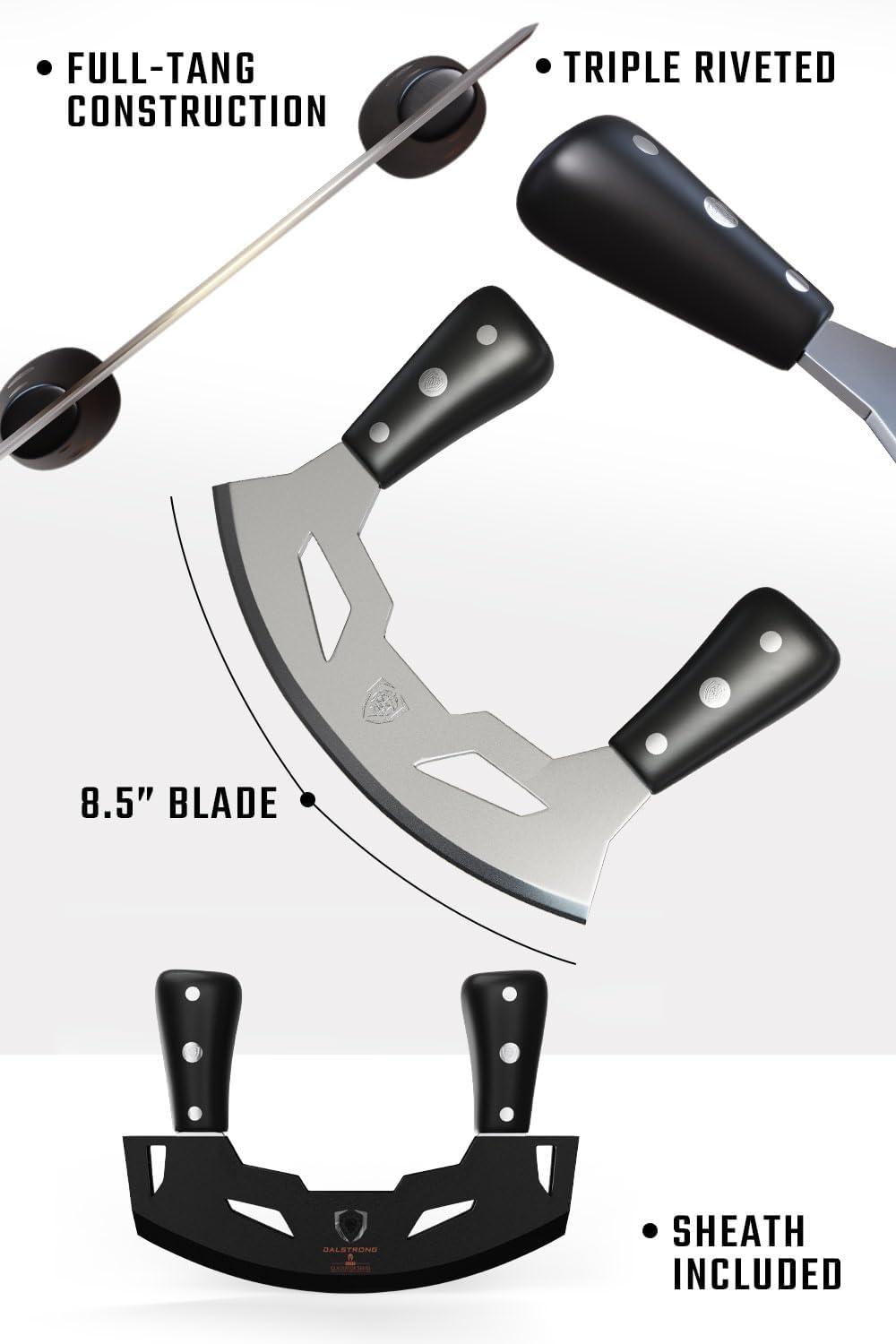 image:imageDalstrong Mezzaluna 85 inch Blade Gladiator Series Rocking amp Mincing Produce Knife Black ABS Handle