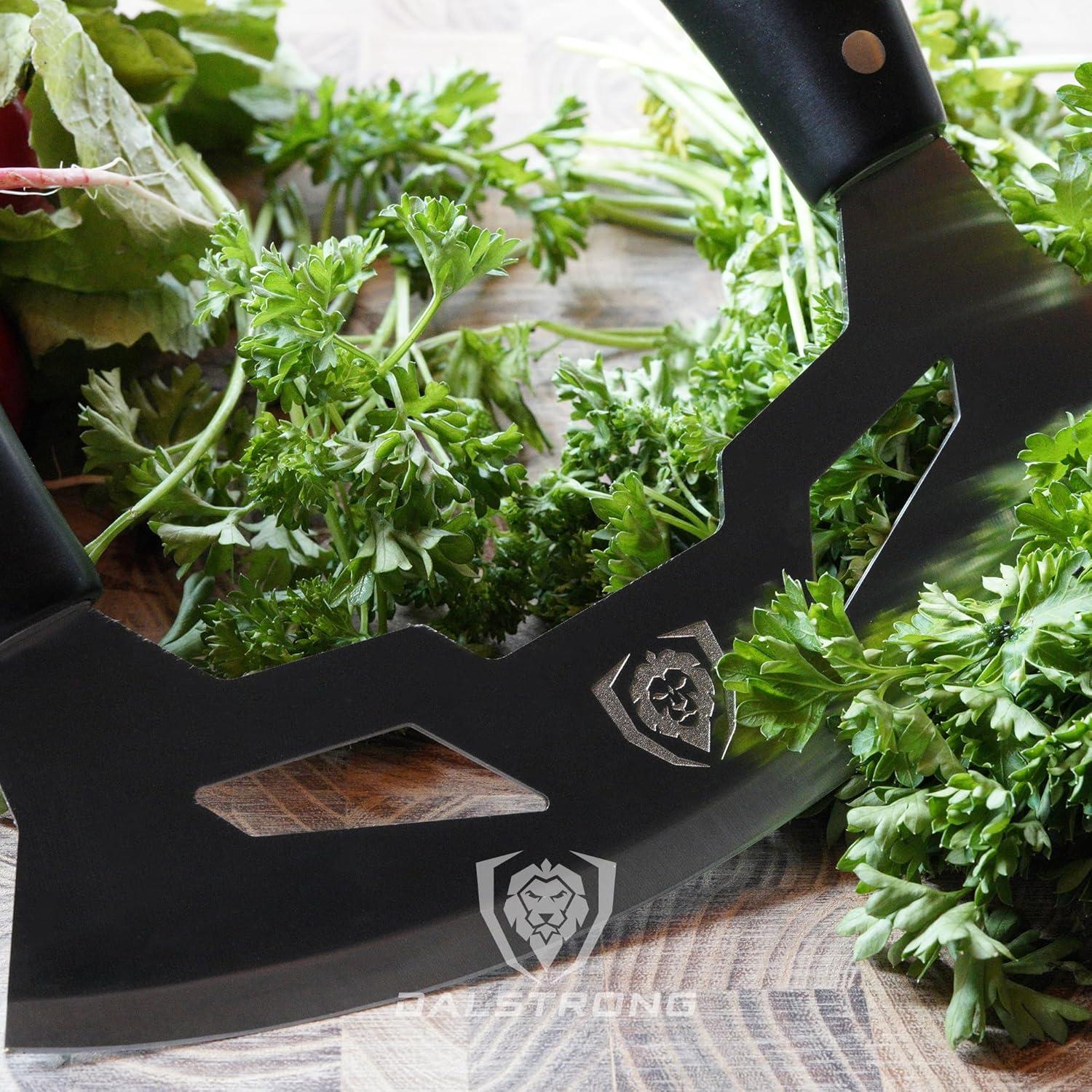 image:imageDalstrong Mezzaluna 85 inch Blade Gladiator Series Rocking amp Mincing Produce Knife Black ABS Handle