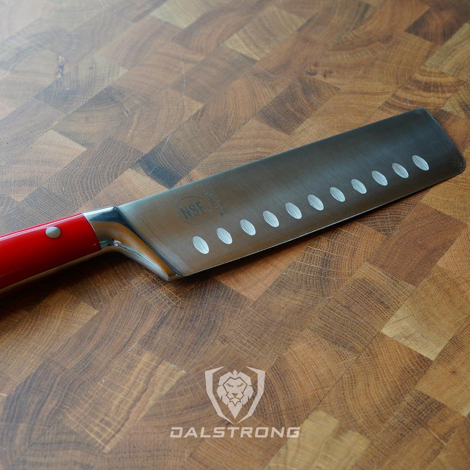 image:imageDalstrong Nakiri Asian Vegetable Knife 7 Gladiator Series Forged German High Carbon Steel Black G10 Handle Kitchen Knife Sheath Included NSF CertifiedRed ABS Handle