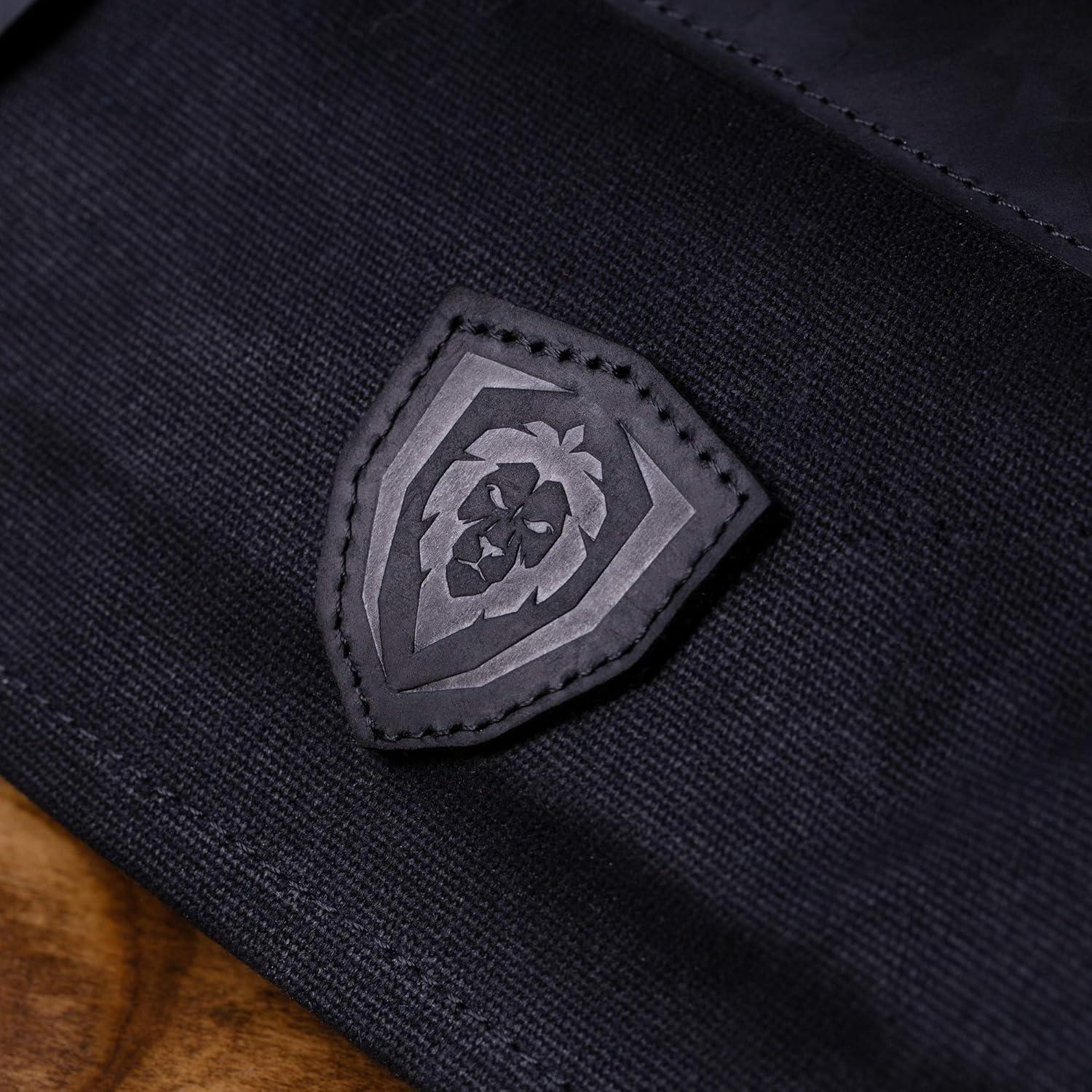 image:imageDalstrong Nomad Knife Wrap Roll 12oz Waxed Canvas Top Grain Leather Knife Roll Bag 13 Slots Interior amp Rear Zipper Pockets Travel Storage with BladeBlack