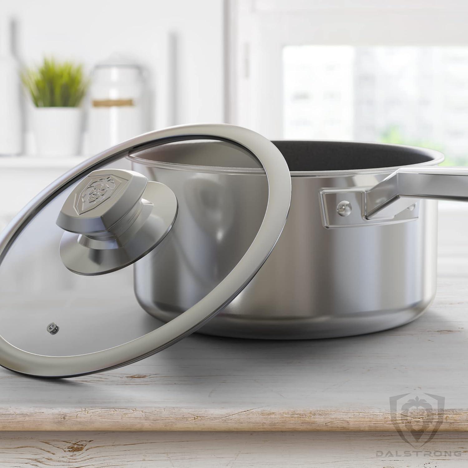 image:imageDalstrong Non Stick Stockpot 3 QT The Oberon Series ETERNA NonStick Pan Coating 3Ply Aluminum Core Cookware Silver Cooking Pots and Pans wLid amp Pot Protector