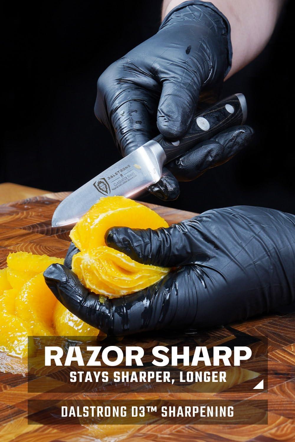 image:imageDalstrong Paring Knife 35 inch Forged HighCarbon German Steel Olive Wood Handle Sheath Small Knife Fruit Vegetable Cutting Knife Gladiator Series Razor Sharp Kitchen Knife NSFBlack G10 Handle