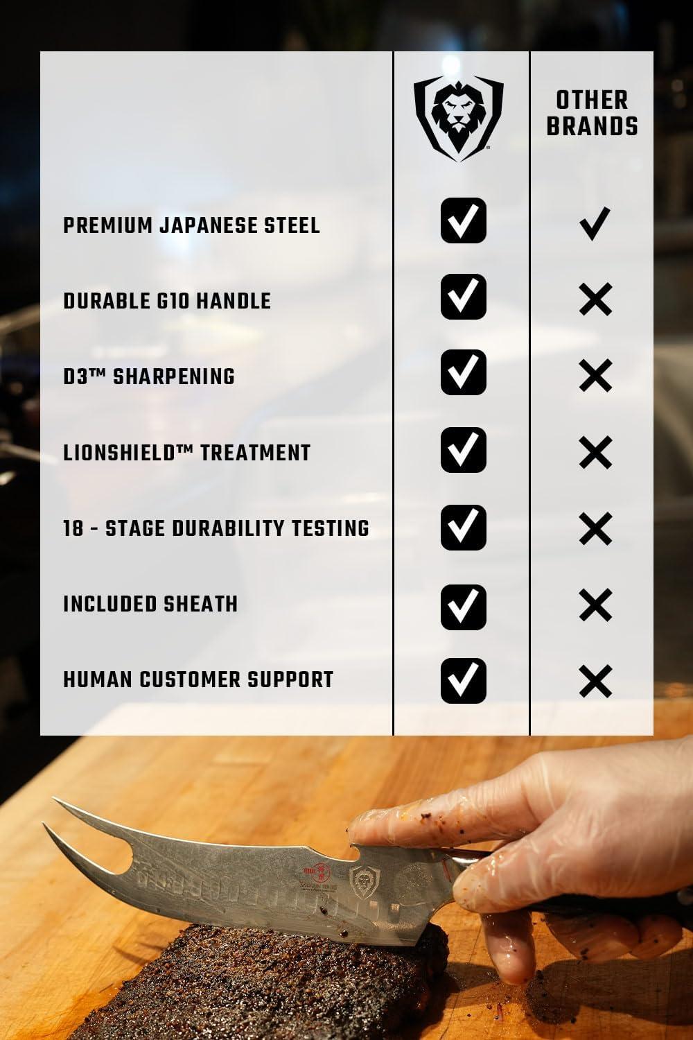 image:imageDalstrong Pitmaster BBQ amp Meat Knife 8 inch Shogun Series ELITE Forked Tip amp Bottle Opener Japanese AUS10V Super Steel Kitchen Knife G10 Handle Razor Sharp wSheath8