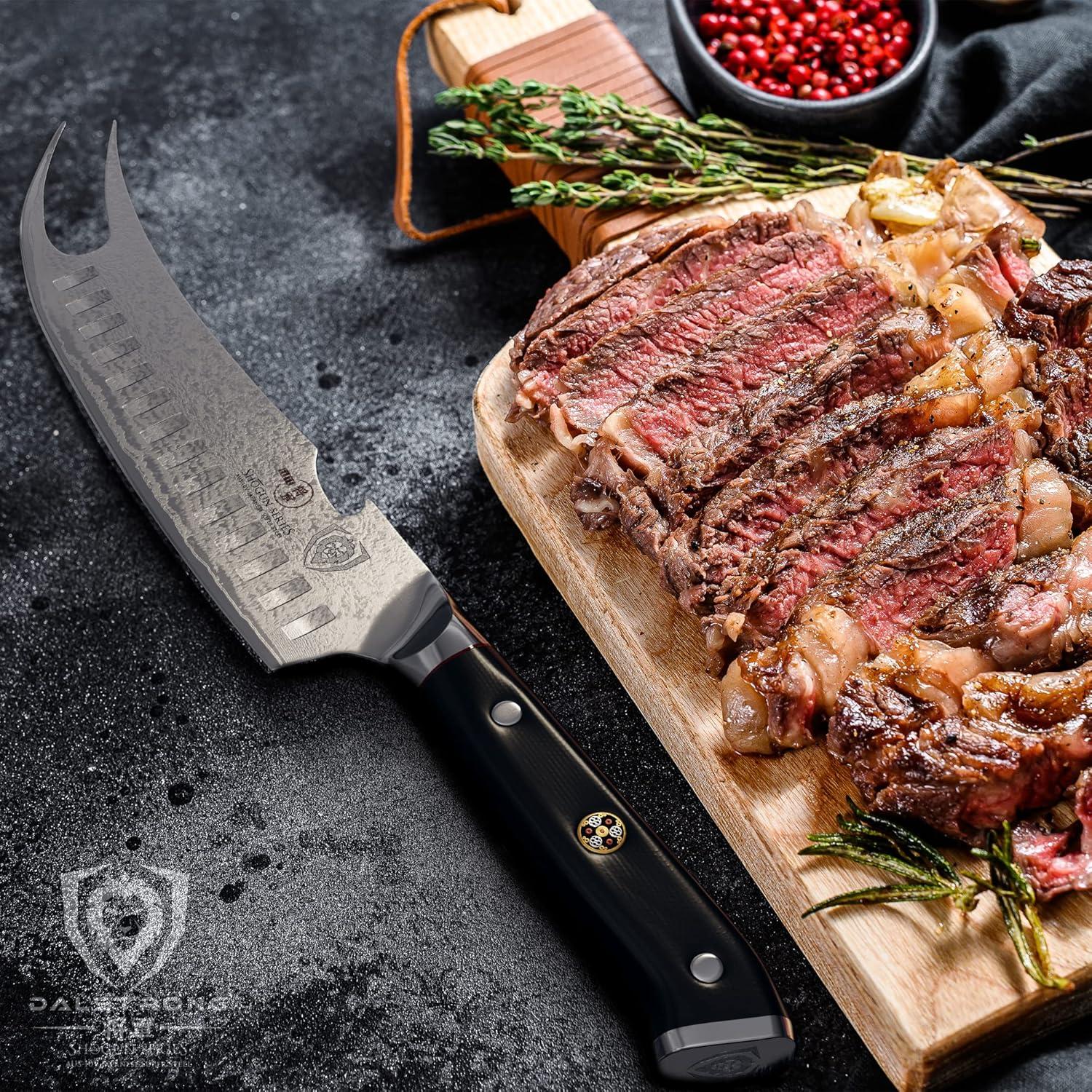 image:imageDalstrong Pitmaster BBQ amp Meat Knife 8 inch Shogun Series ELITE Forked Tip amp Bottle Opener Japanese AUS10V Super Steel Kitchen Knife G10 Handle Razor Sharp wSheath8
