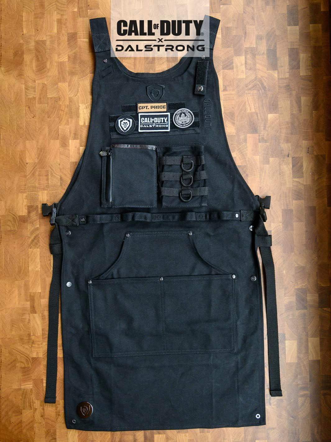 image:imageDalstrong Professional Chef Apron Call Of Duty Edition Premium Black Waxed Canvas Nylon and Leather Straps MOLLE System Straps and Pockets Lightweight UltraDurable Kitchen Apron
