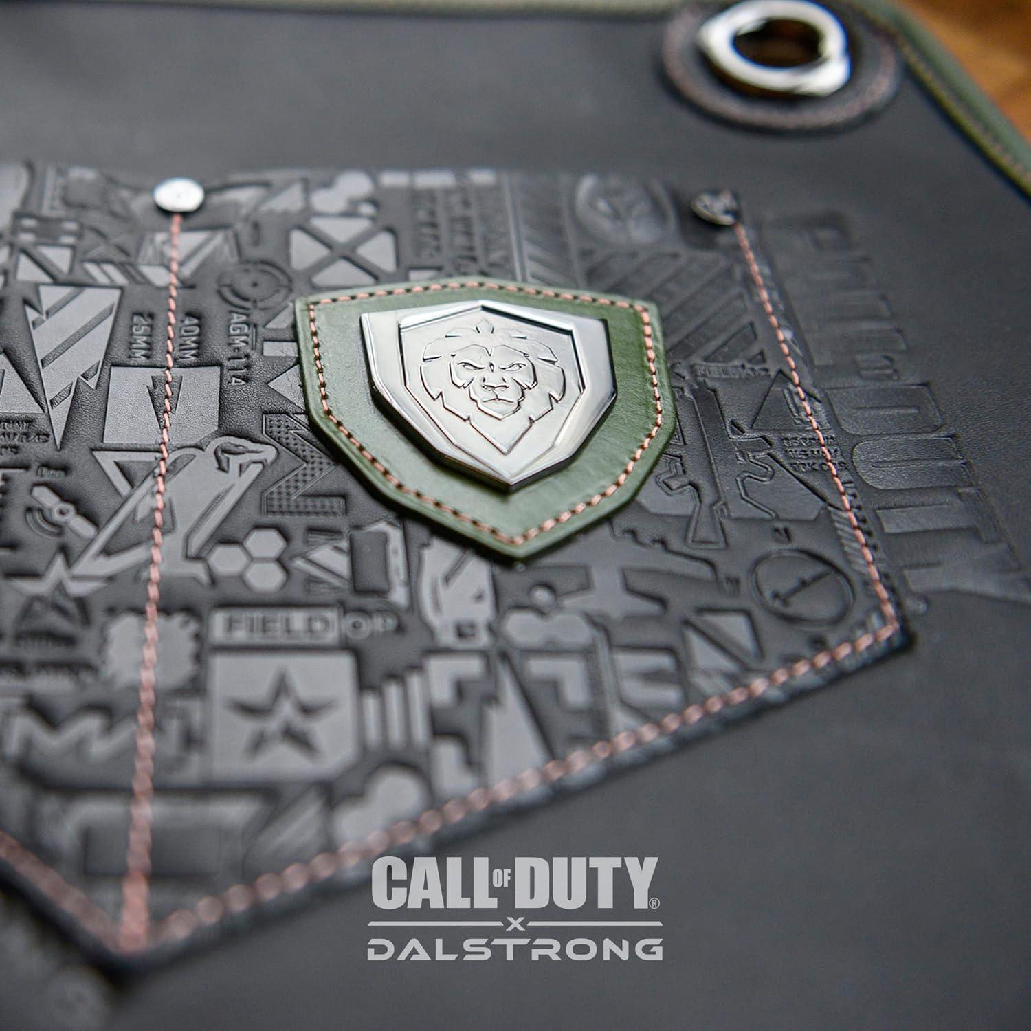 image:imageDalstrong Professional Chef Leather Apron Call Of Duty Edition Top Grain Genuine Black Leather Green Nylon and Leather Straps Aluminum Carabiners Lightweight UltraDurable