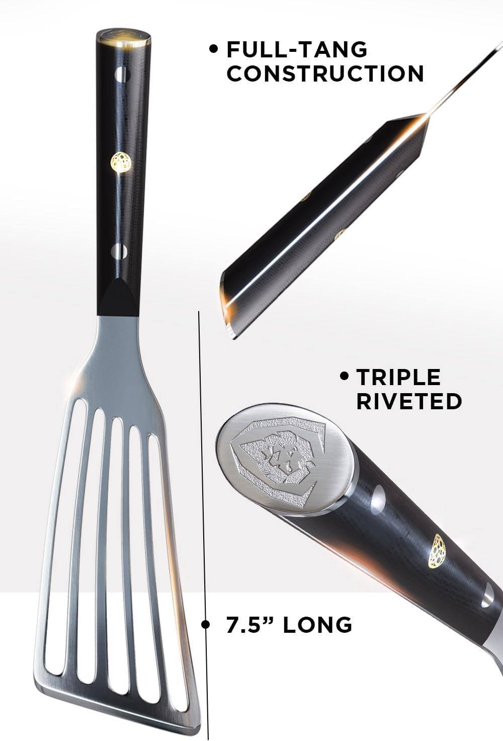 image:imageDalstrong Professional Kitchen Fish Spatula 75 inch Slotted HighCarbon HeatResistant Spatula Stainless Steel Flexible Wide Turner Nonstick Cookware G10 Handle
