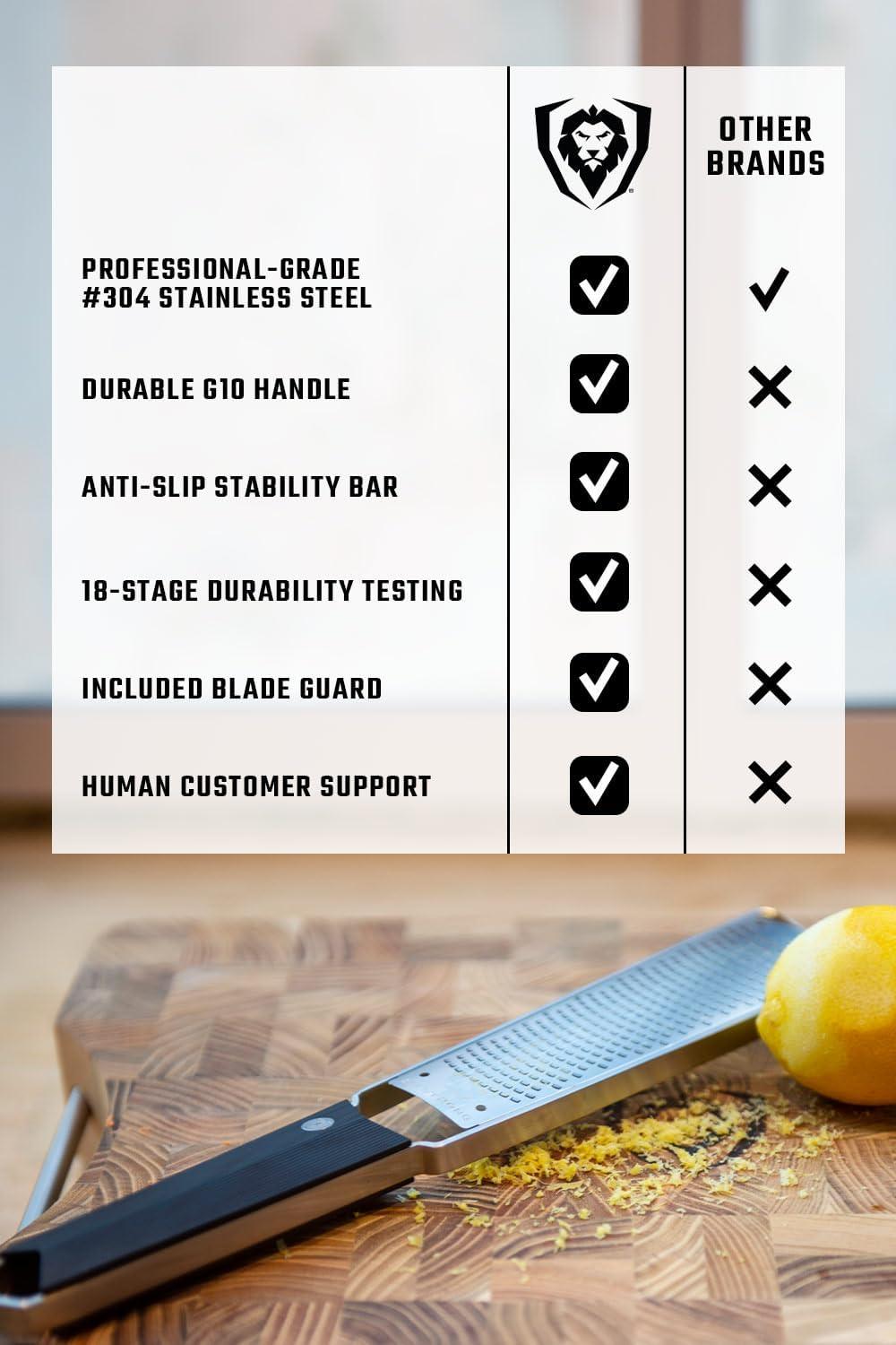 image:imageDalstrong Professional Wide Cheese Grater Ribbon 304 Stainless Steel Blade G10 Handle Kitchen Shredder wBlade Cover MediumSoft Cheese Chocolate Citrus Root Vegetables NSF CertifiedZester