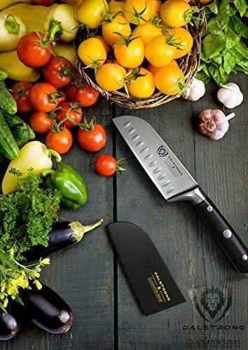 image:imageDalstrong Santoku Knife 5 inch Gladiator Series Elite Forged German High Carbon Steel Black G10 Handle Kitchen Knife Asian Vegetable Cooking Knife Sheath Included NSF CertifiedBlack G10 Handle