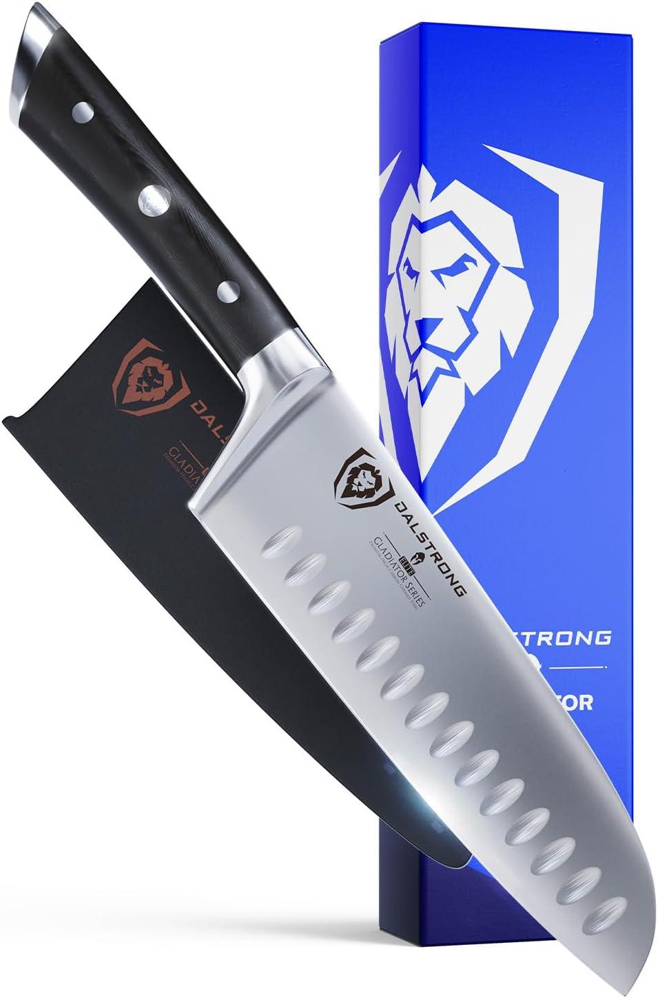 image:imageDalstrong Santoku Knife 5 inch Gladiator Series Elite Forged German High Carbon Steel Black G10 Handle Kitchen Knife Asian Vegetable Cooking Knife Sheath Included NSF CertifiedBlack G10 Handle