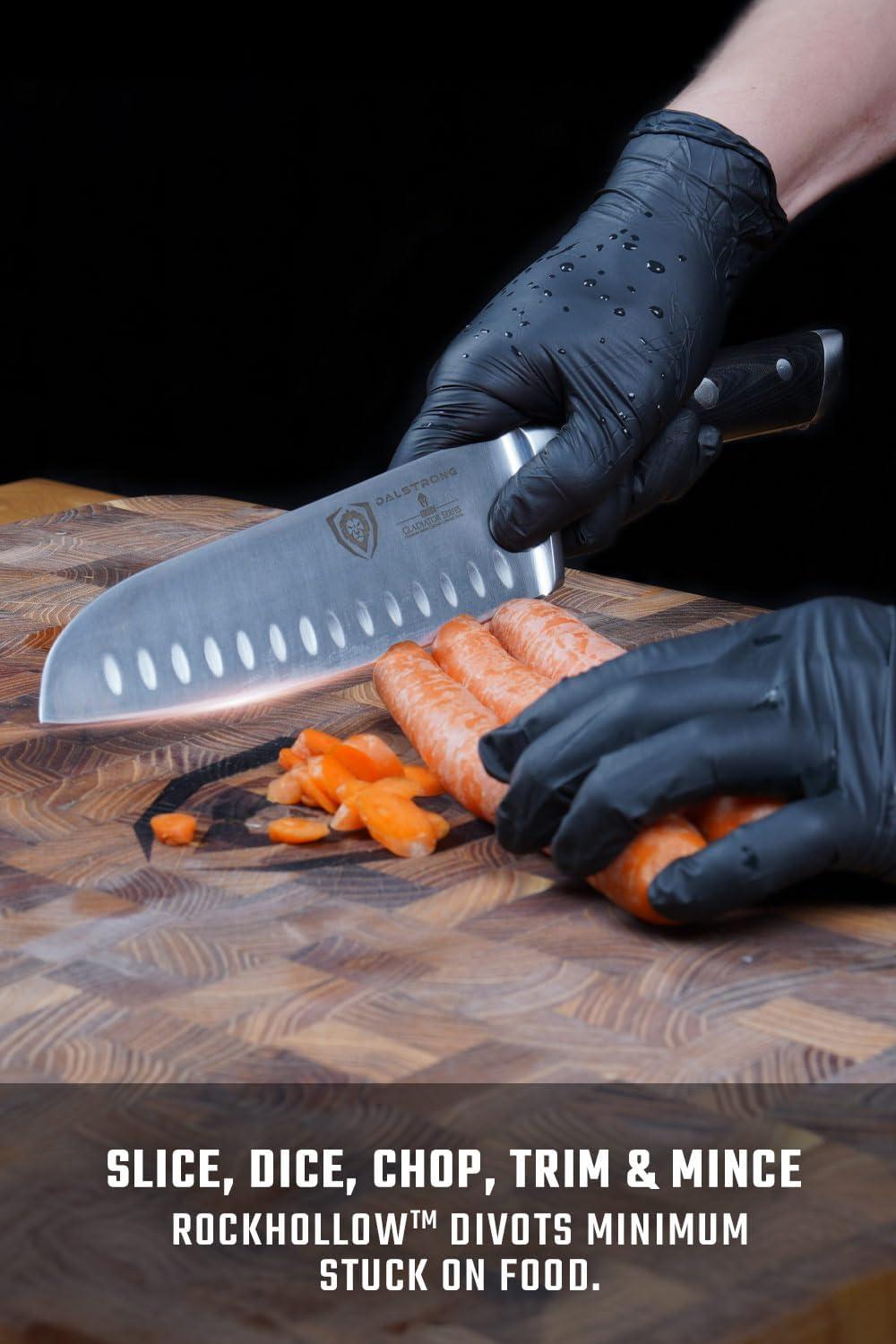 image:imageDalstrong Santoku Knife 5 inch Gladiator Series Elite Forged German High Carbon Steel Black G10 Handle Kitchen Knife Asian Vegetable Cooking Knife Sheath Included NSF CertifiedBlack G10 Handle