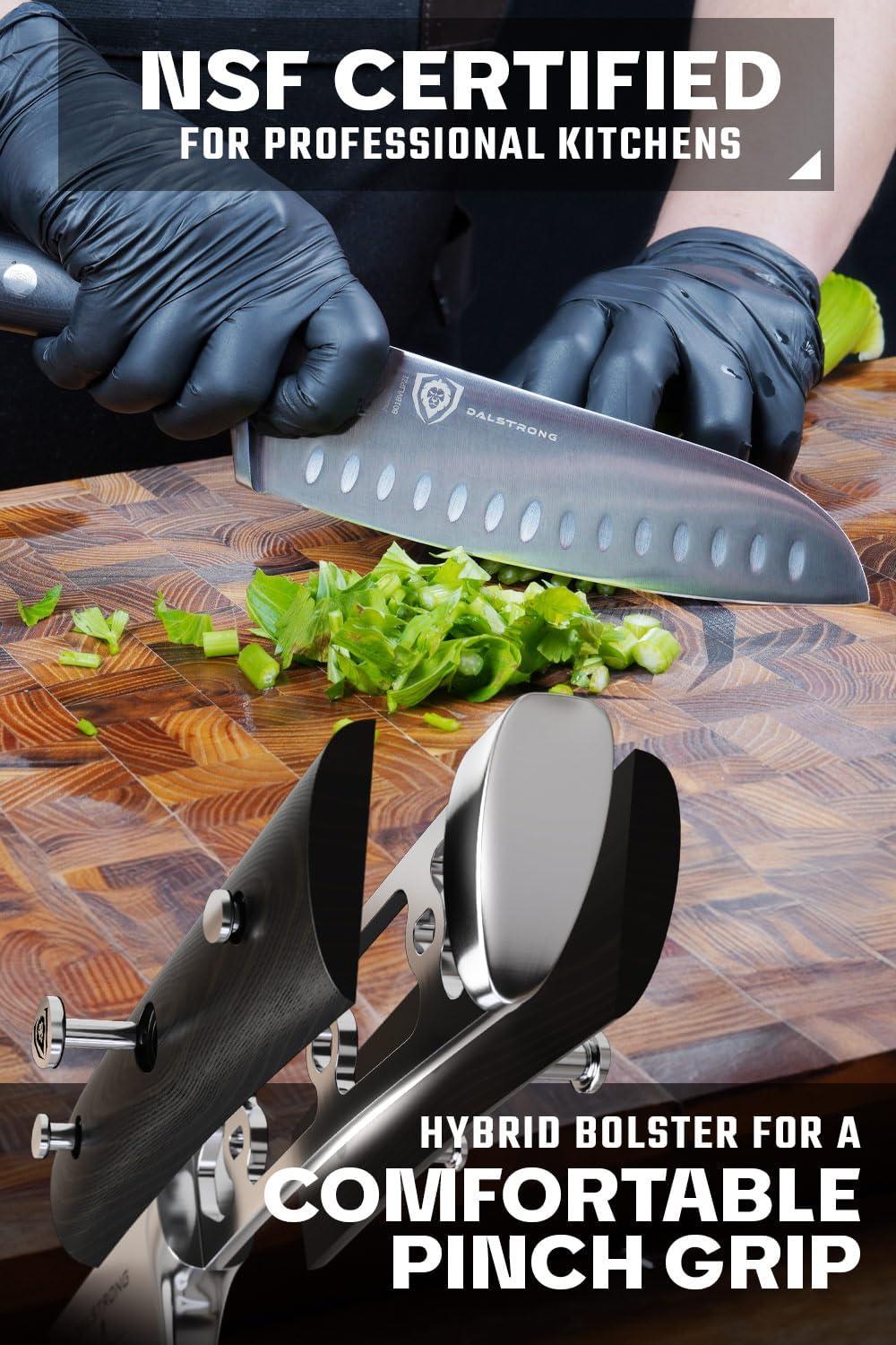 image:imageDalstrong Santoku Knife 5 inch Gladiator Series Elite Forged German High Carbon Steel Black G10 Handle Kitchen Knife Asian Vegetable Cooking Knife Sheath Included NSF CertifiedBlack G10 Handle