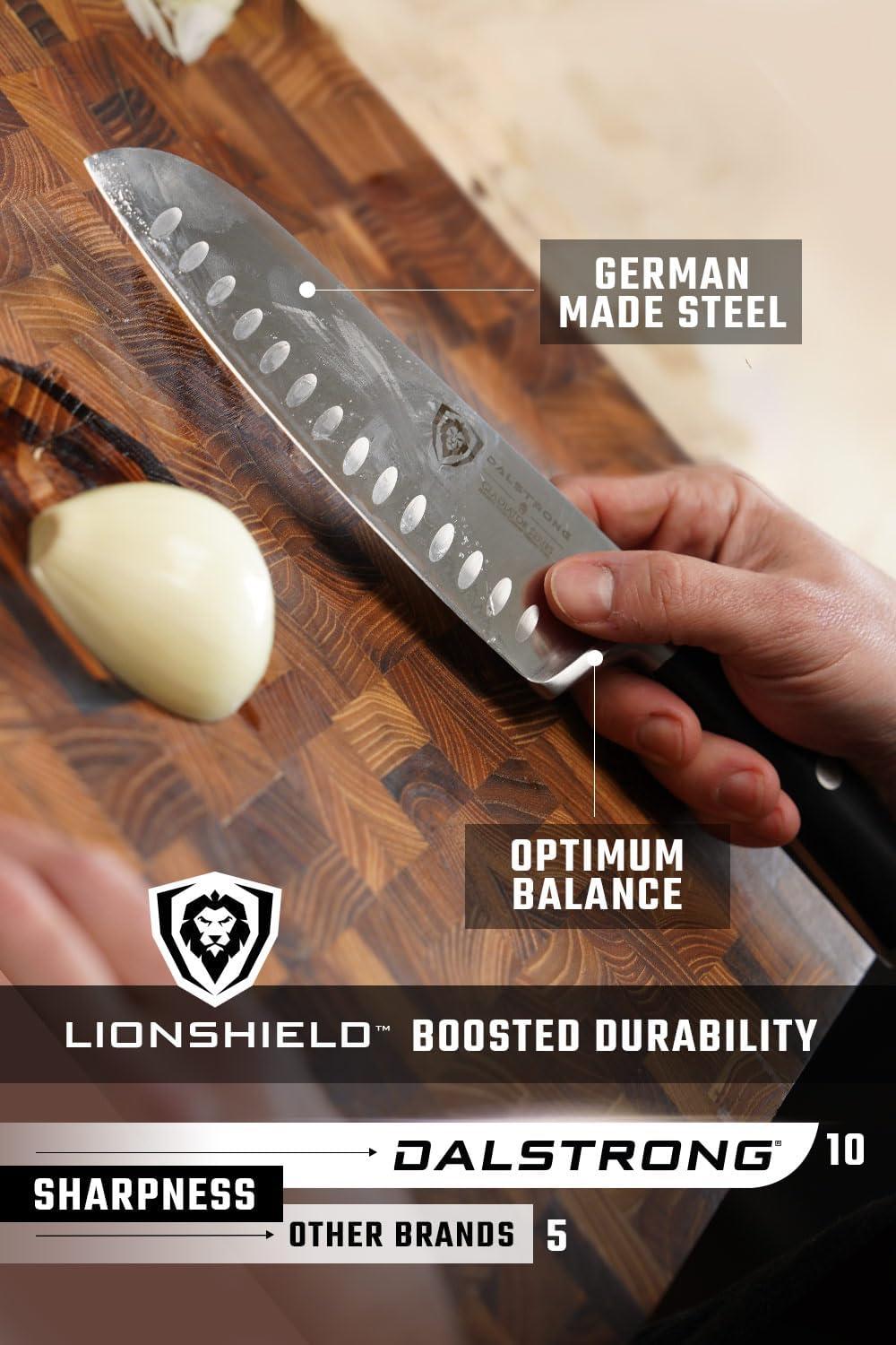 image:imageDalstrong Santoku Knife 5 inch Gladiator Series Elite Forged German High Carbon Steel Black G10 Handle Kitchen Knife Asian Vegetable Cooking Knife Sheath Included NSF CertifiedBlack G10 Handle