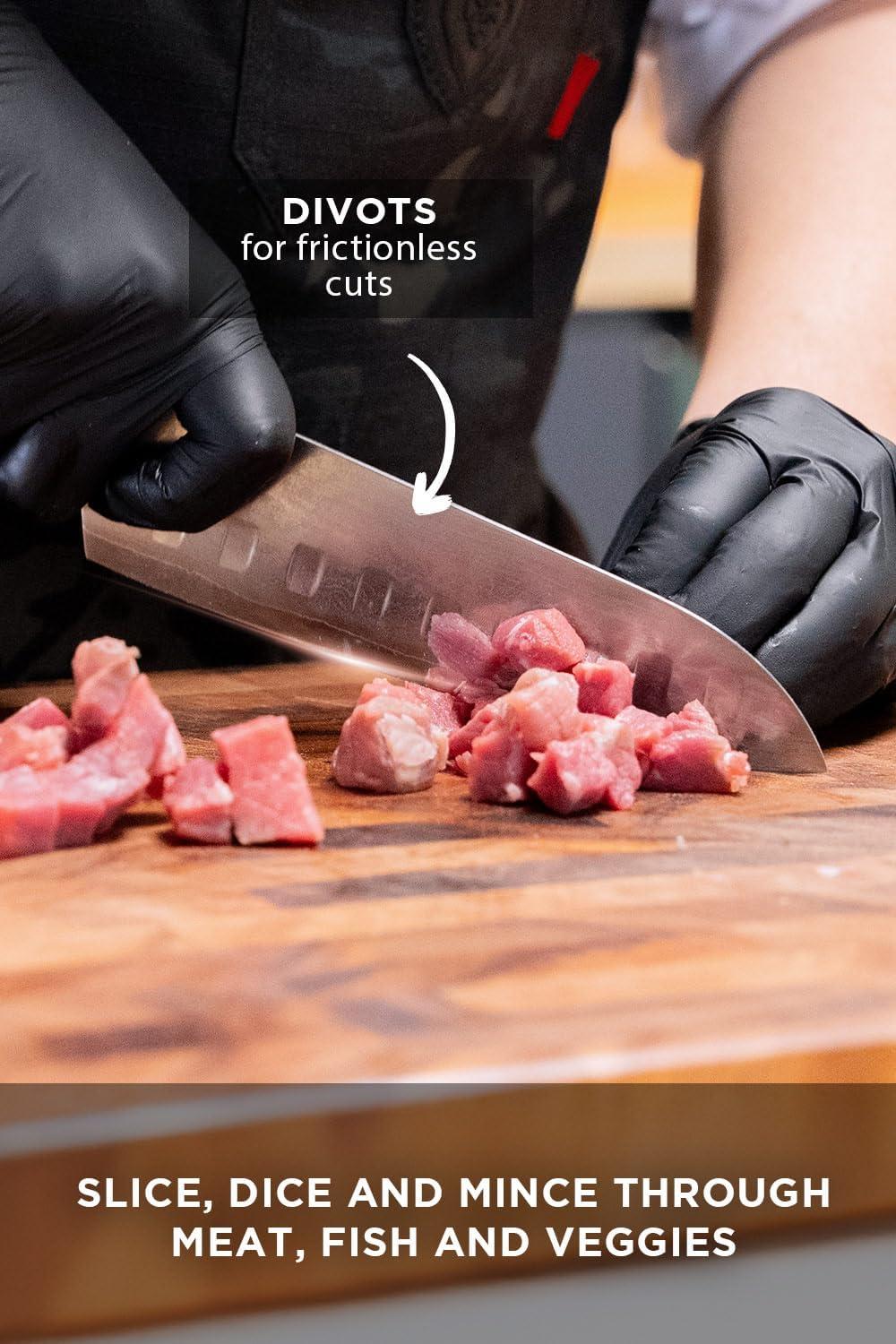image:imageDalstrong Santoku Knife 7 inch Shogun Series Damascus Japanese AUS10V Super Steel 67 Layers Black G10 Handle Vegetable Knife Vacuum Treated Kitchen Knife Sheath IncludedBlack Handle