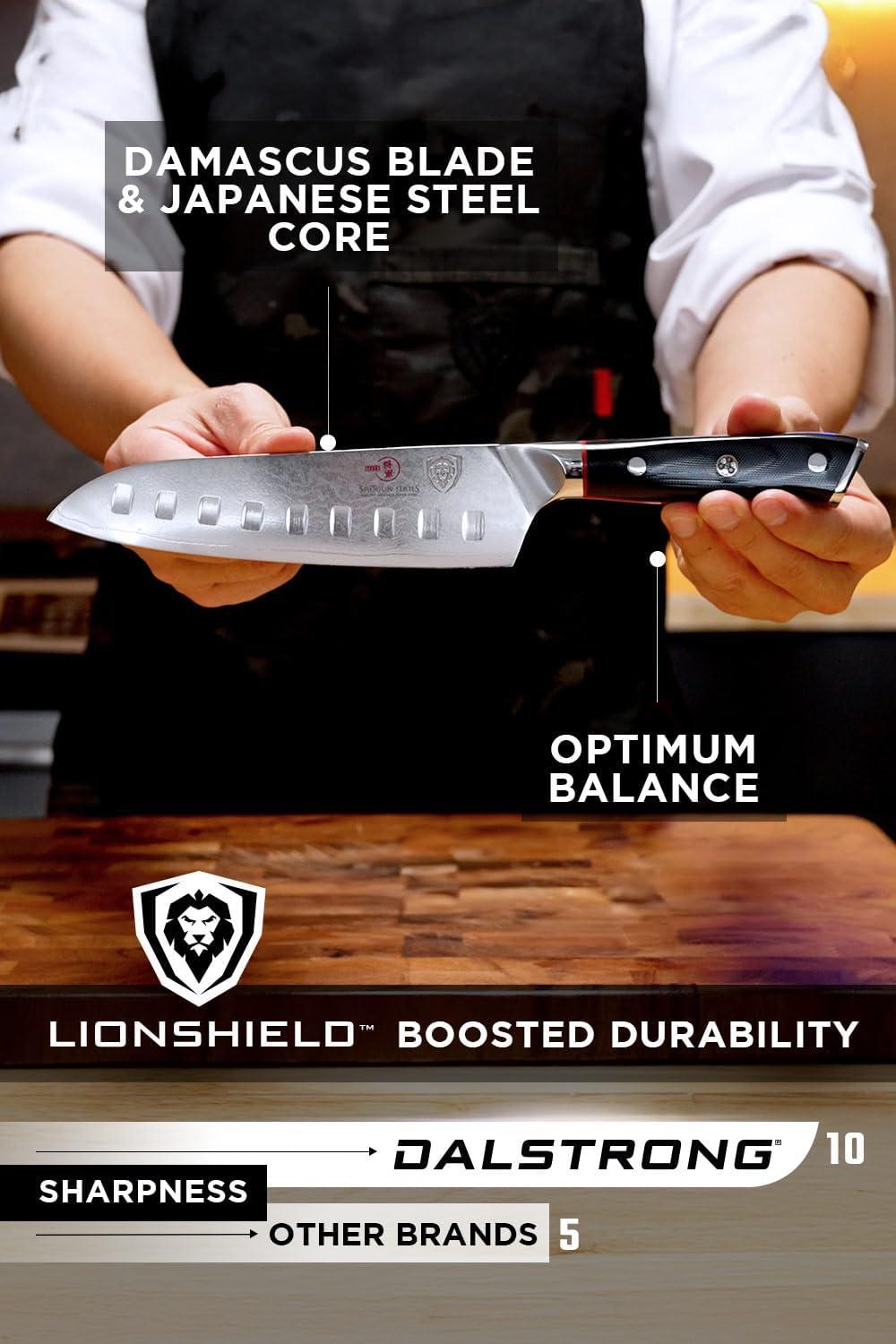 image:imageDalstrong Santoku Knife 7 inch Shogun Series Damascus Japanese AUS10V Super Steel 67 Layers Black G10 Handle Vegetable Knife Vacuum Treated Kitchen Knife Sheath IncludedBlack Handle